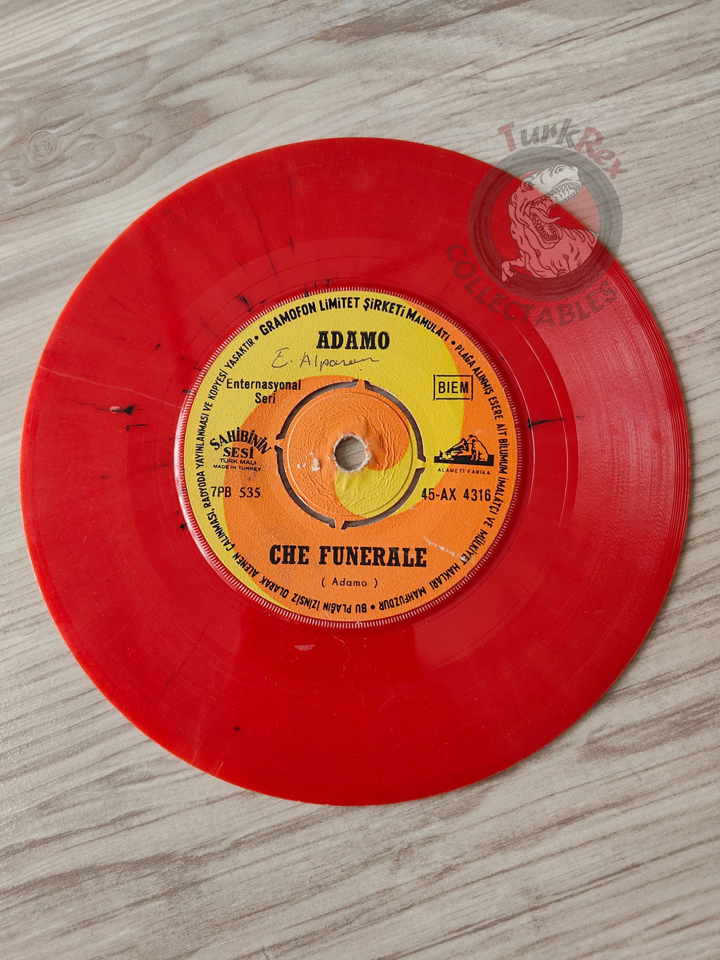 Adamo – En Blue Jeans Et Blouson D'Cuir 7" Red Turkish Pressing Vinyl Turkey Edition