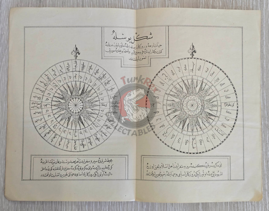 Ottoman Empire Wind Chart Compass Rose Diagram 1913 Katip Çelebi Mediterranean Black Sea