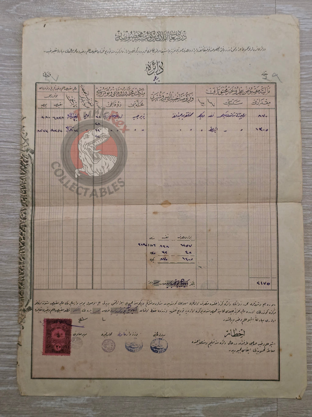 Ottoman Property Tax Receipt 1905 Fatih Uzunçarşı İstanbul Mehmed Efendi