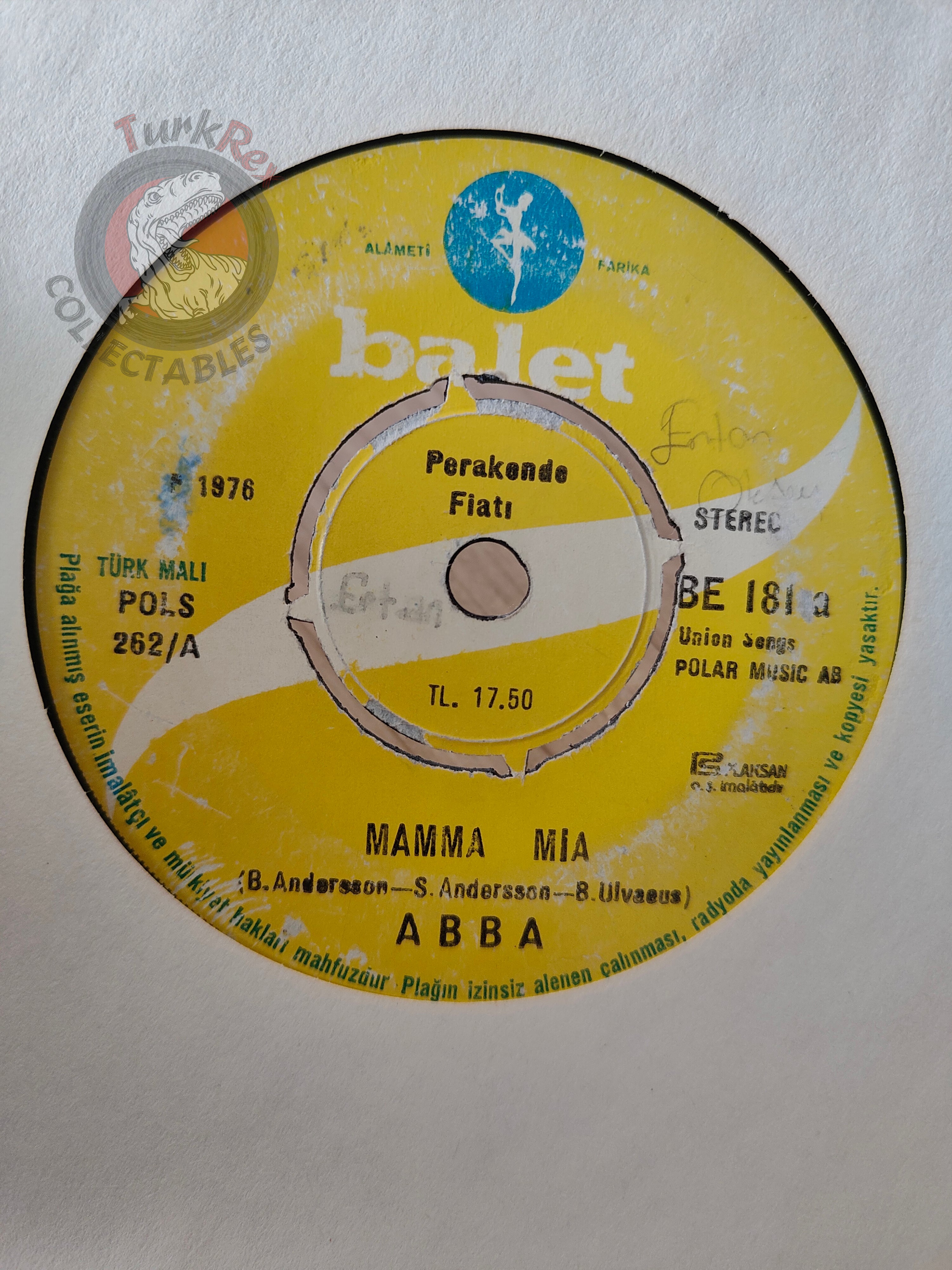 ABBA – Mamma Mia 7" Turkish Pressing Vinyl Turkey Edition