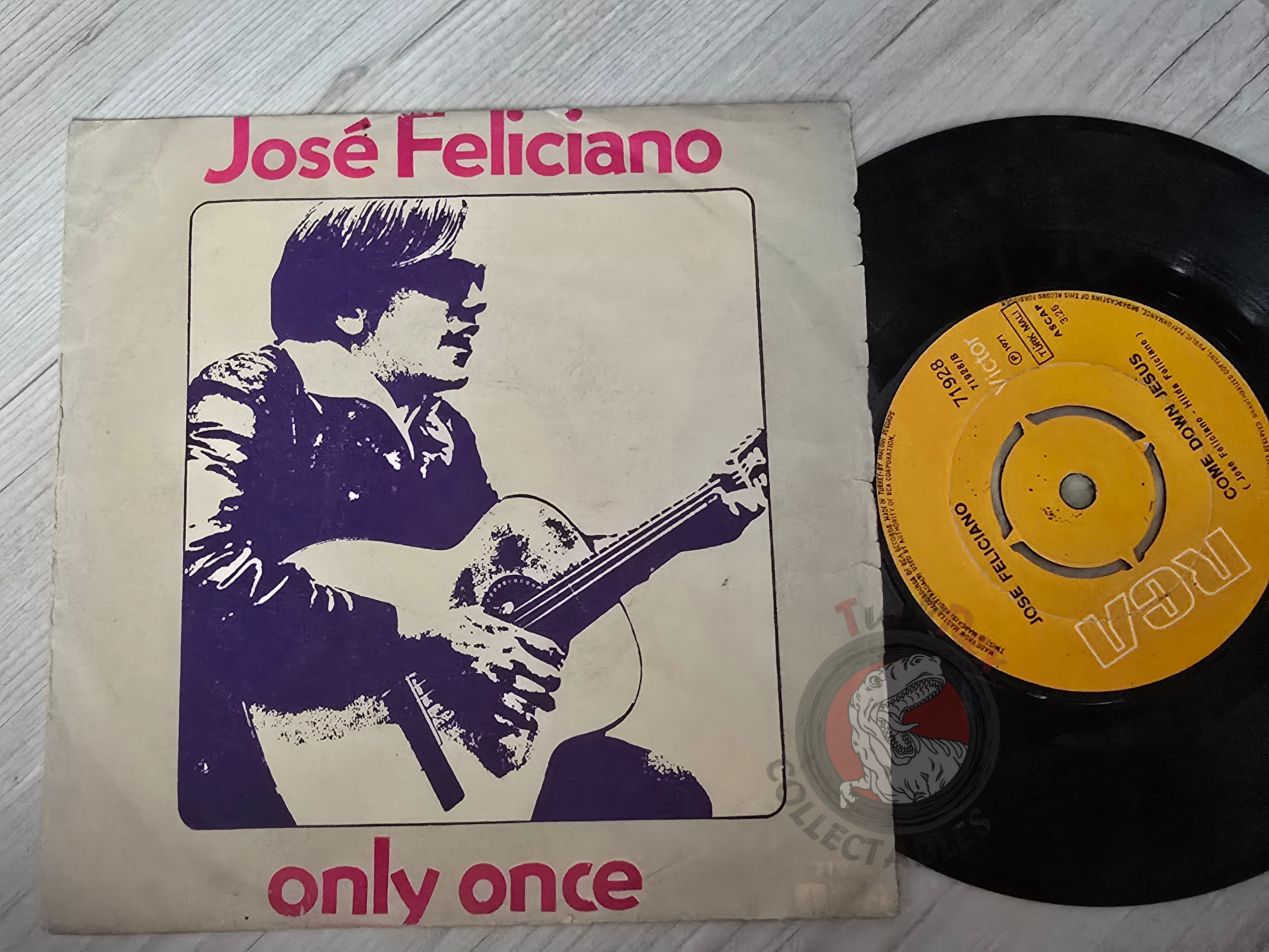 Jose Feliciano – Come Down Jesus / Only Once 7" Turkish Pressing Vinyl Turkey Edition