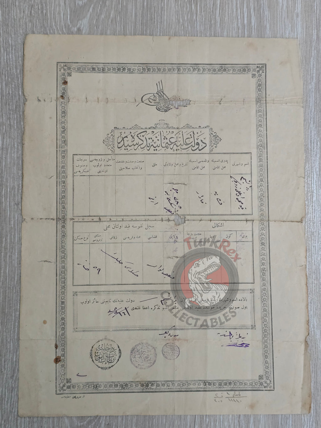 Ottoman Identity Document Parantsem Kouyoumdjian Armenian Citizen Armenia 1285