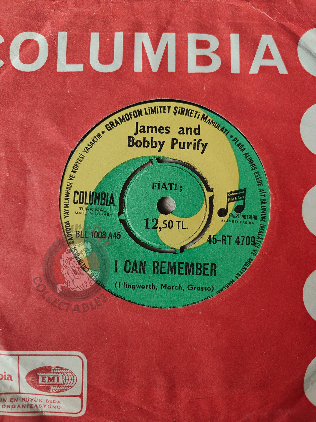 James & Bobby Purify – I Can Remember 7" Turkish Pressing Vinyl Turkey Edition