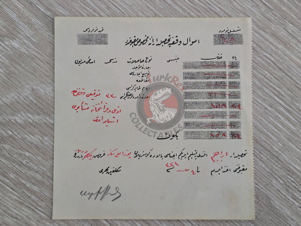 Ottoman Waqf Receipt 1915 Armenian Citizen Empire Armenia Kütahya