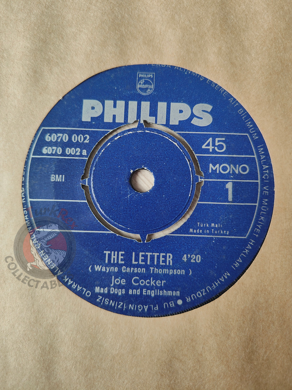 Joe Cocker – The Letter 7" Turkish Pressing Vinyl Turkey Edition