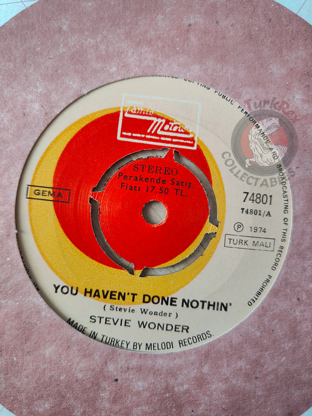 Stevie Wonder – Boogie On Raggae Woman 7" Turkish Pressing Vinyl Turkey Edition