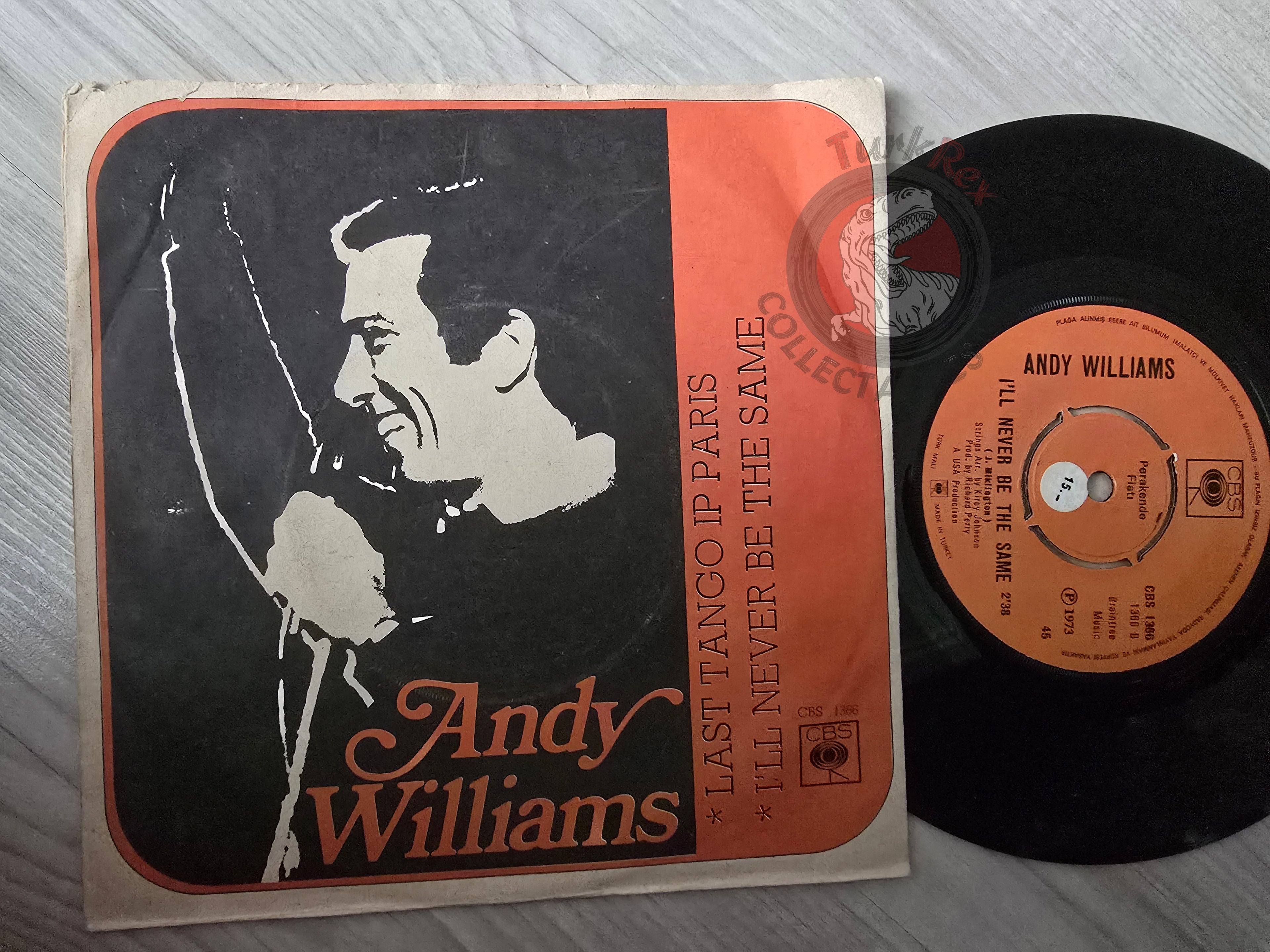 Andy Williams – Last Tango In Paris 7" Turkish Pressing Vinyl Turkey Edition Soundtrack
