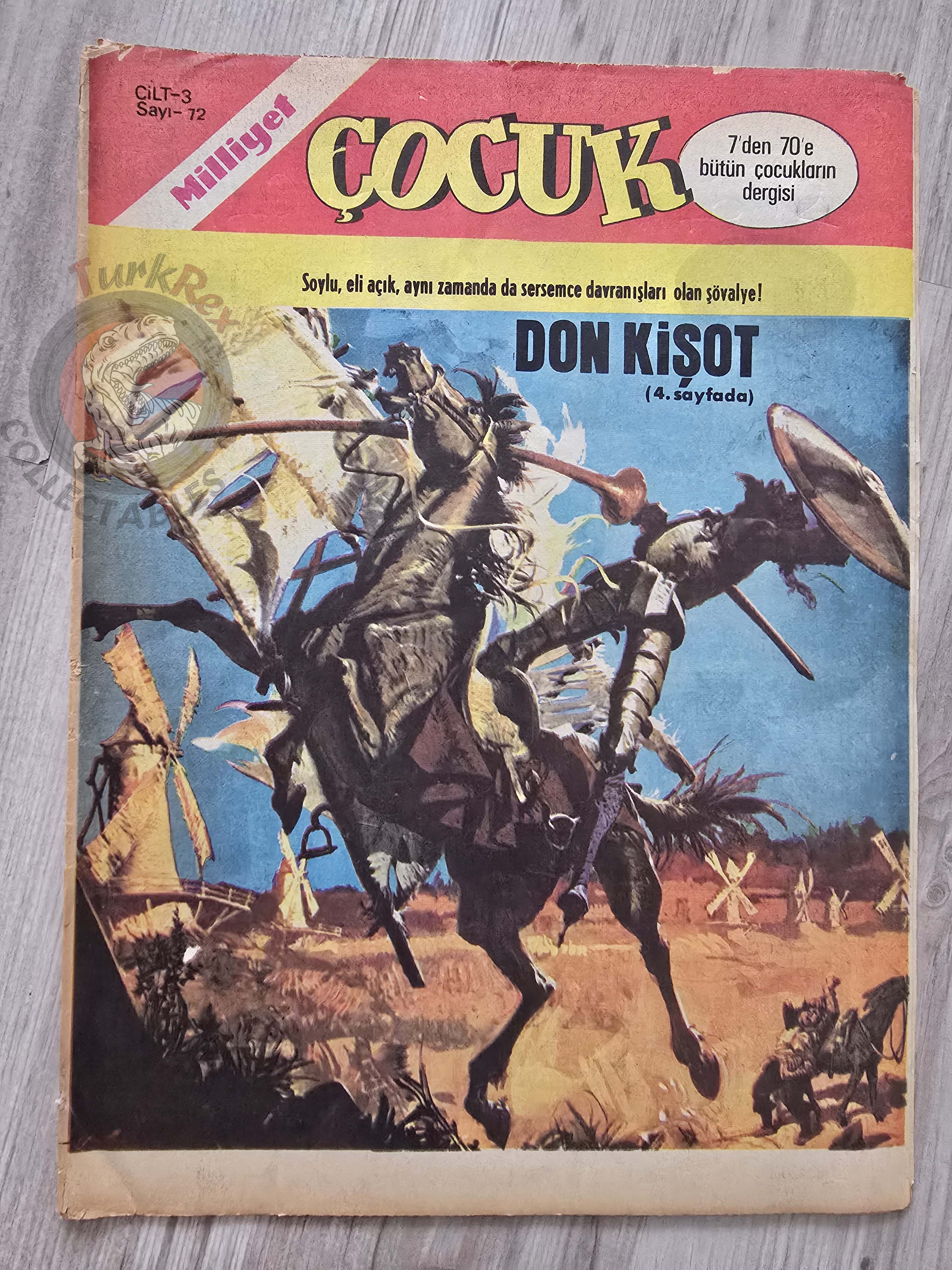 Milliyet Çocuk #72 1974 Turkish Comic Mag Turkey Lucky Luke Michel Vaillant Time is Money Don Quixote