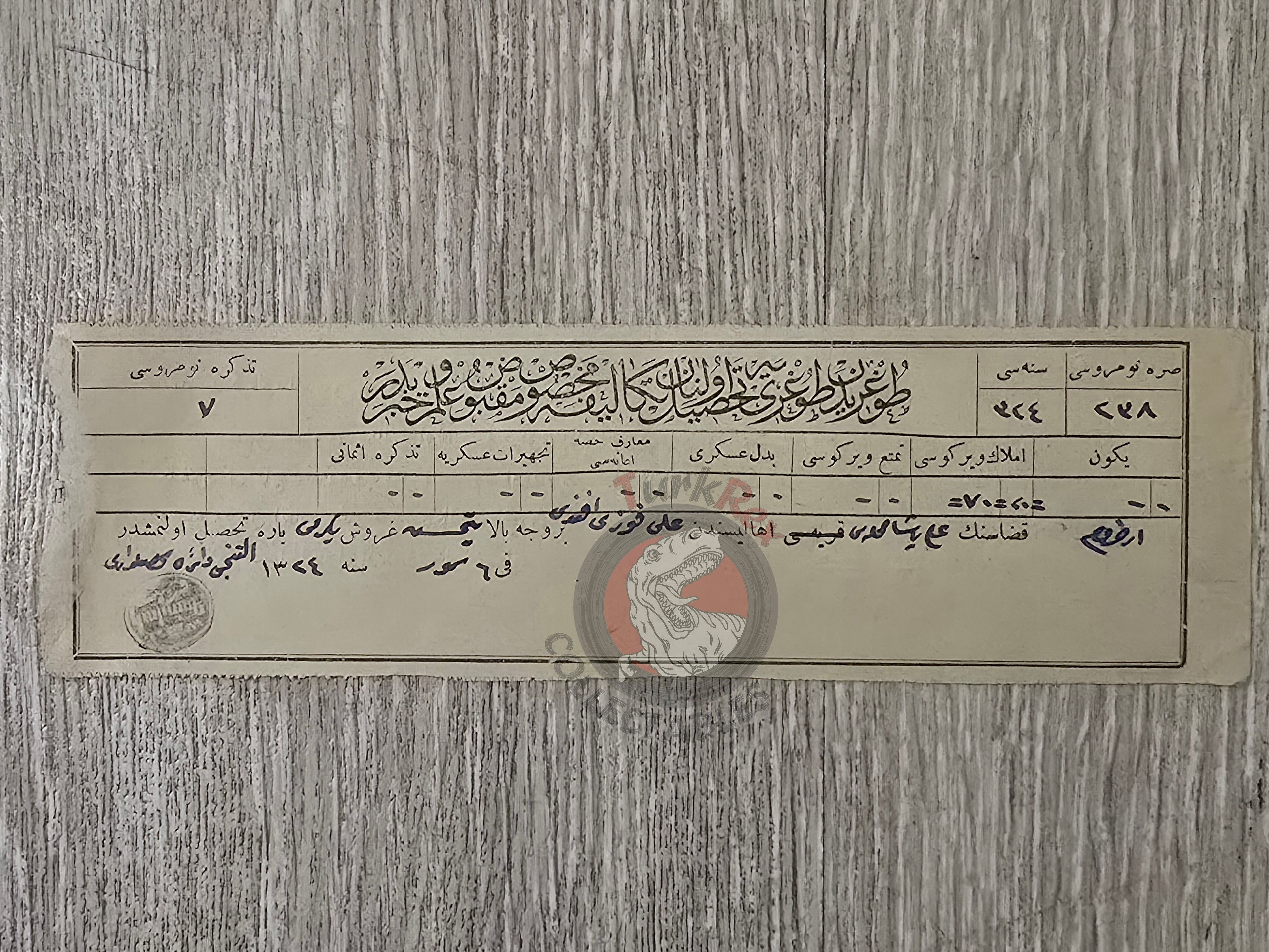 Ottoman Real Estate Tax Receipt 1908 Erzurum with Armenian stamp Armenia Muslim