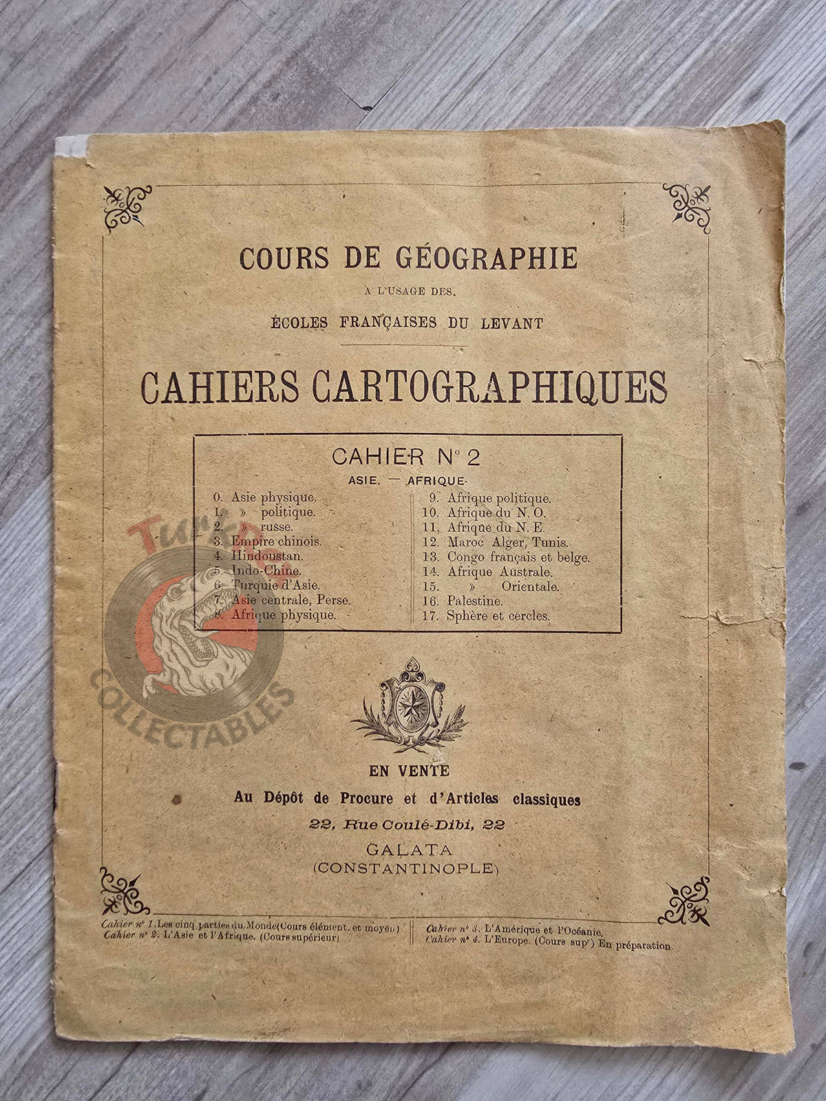 Ottoman Empire c. 1908 French Geography Workbook for Levantine Schools Palestine Arabian Peninsula Alexis-Marie Gochet
