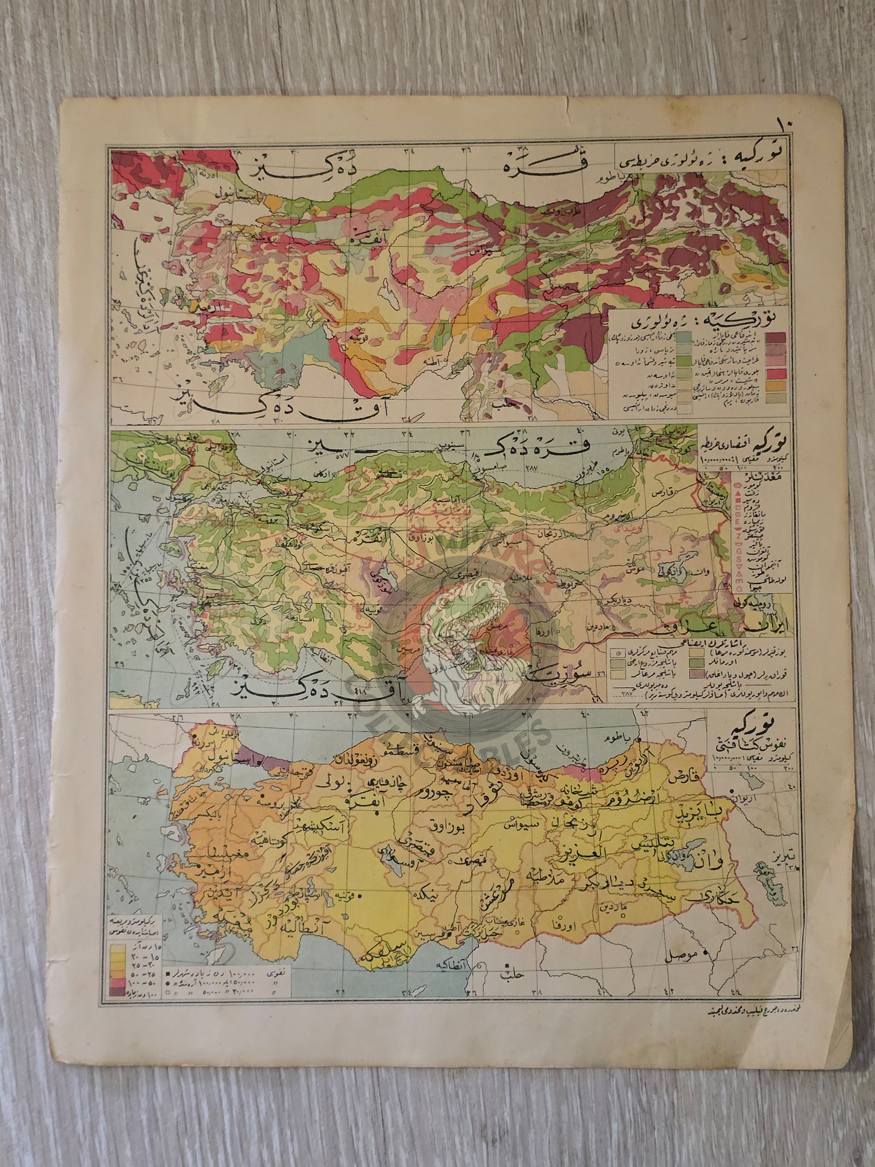 Turkey Geology Economy Population Climate Map 1928 Ottoman Atlas Faik Sabri Middle East