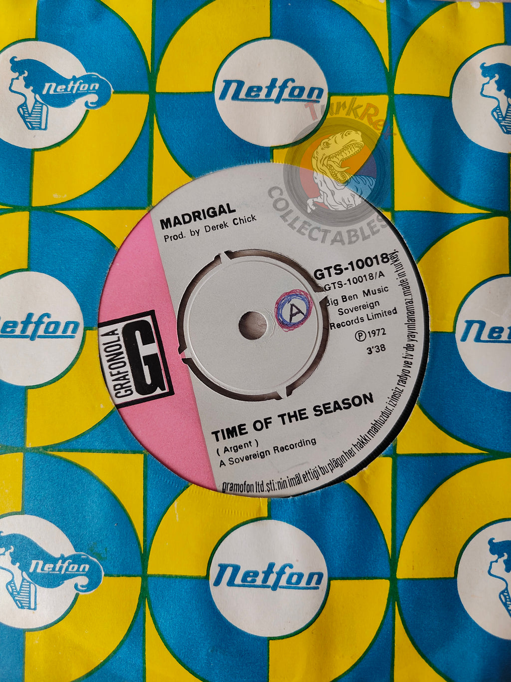 Madrigal – Time Of The Season 7" Turkish Pressing Vinyl Turkey Edition