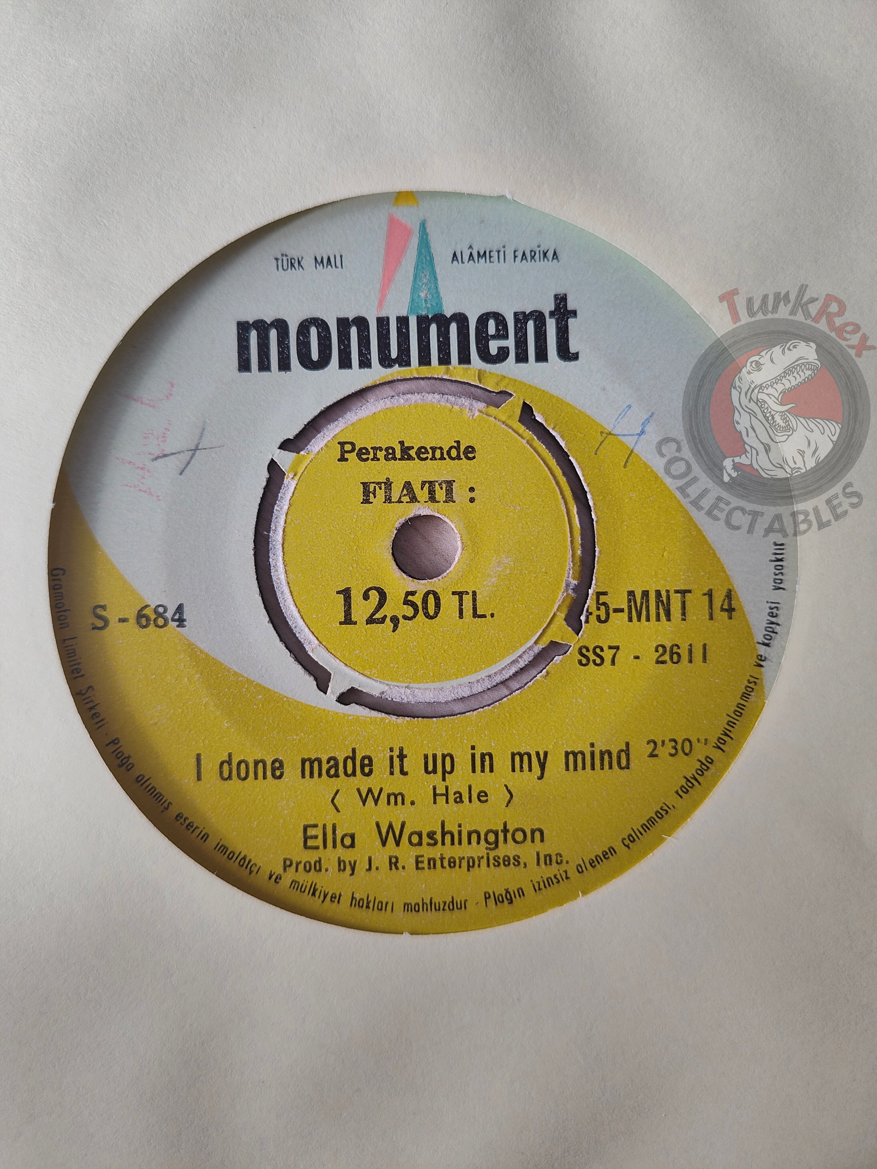 Ella Washington – Starving For Love 7" Turkish Pressing Vinyl Turkey Edition