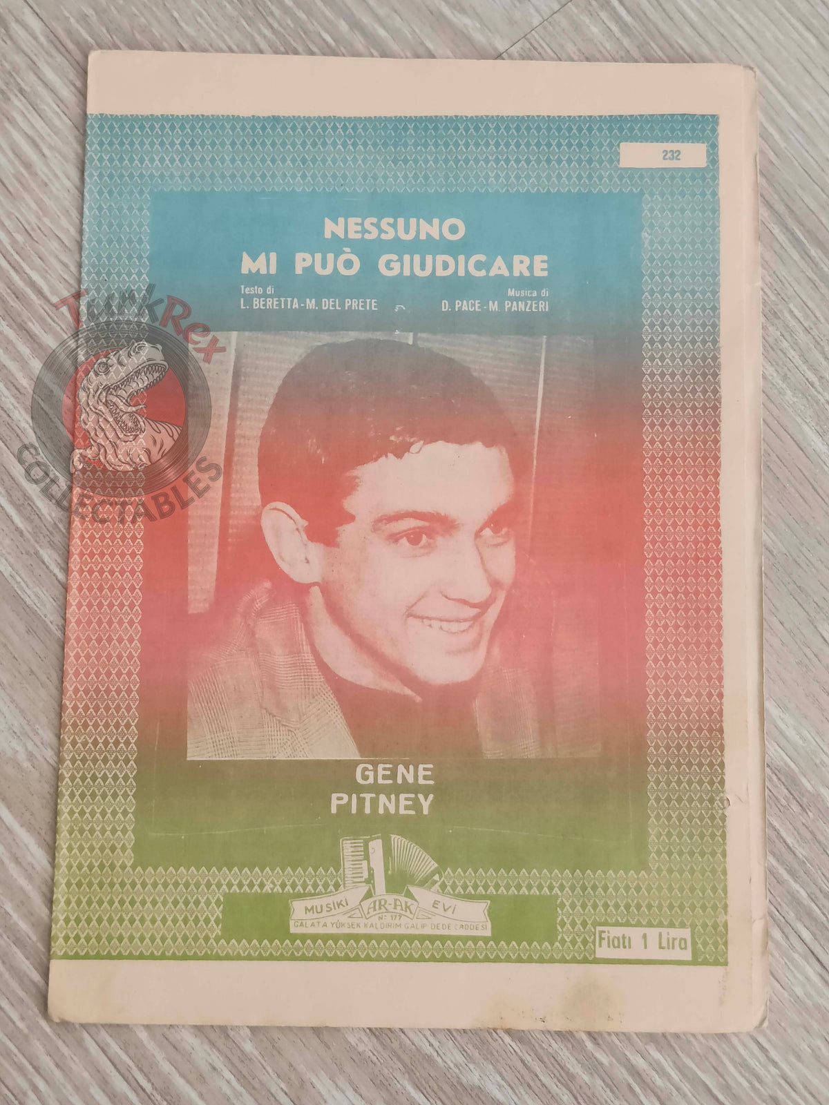 Gene Pitney – Nessuno Mi Può Giudicare Turkish Vintage Musical Notes Sheet Turkey