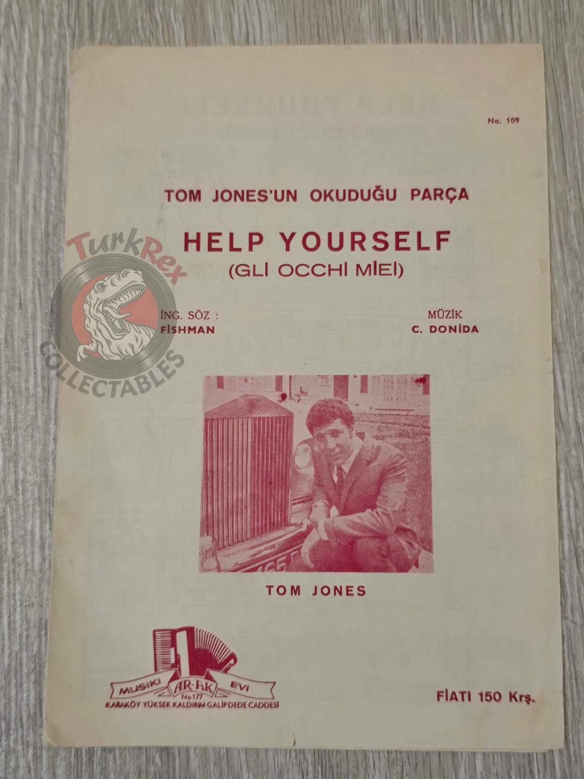 Tom Jones – Help Yourself Turkish Vintage Musical Notes Sheet Turkey