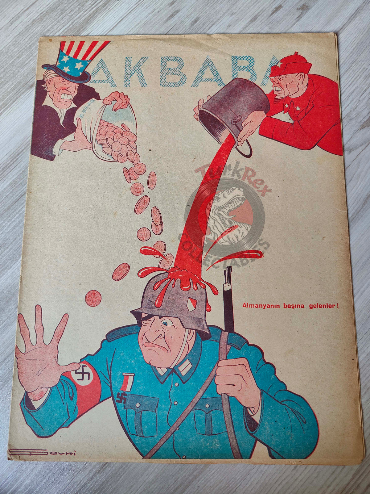 Akbaba 1943 Humor Magazine Turkish Turkey Germany Uncle Sam WW2 era Russia Churchill İnönü