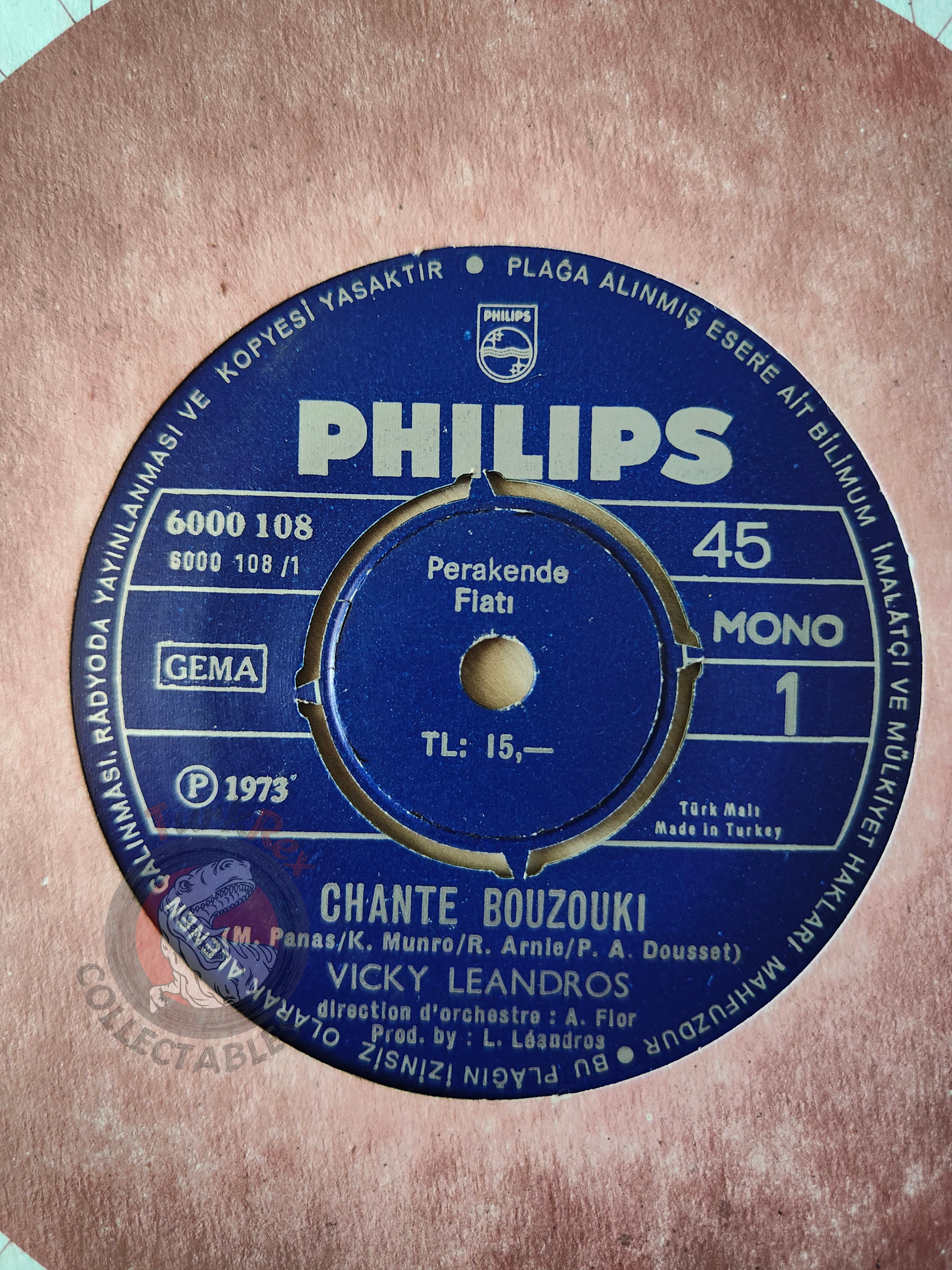 Vicky Leandros – Chante Bouzouki 7" Turkish Pressing Vinyl Turkey Edition 2