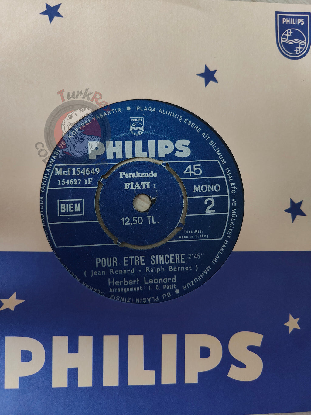 Herbert Léonard – Pour Etre Sincere 7" Turkish Pressing Vinyl Turkey Edition