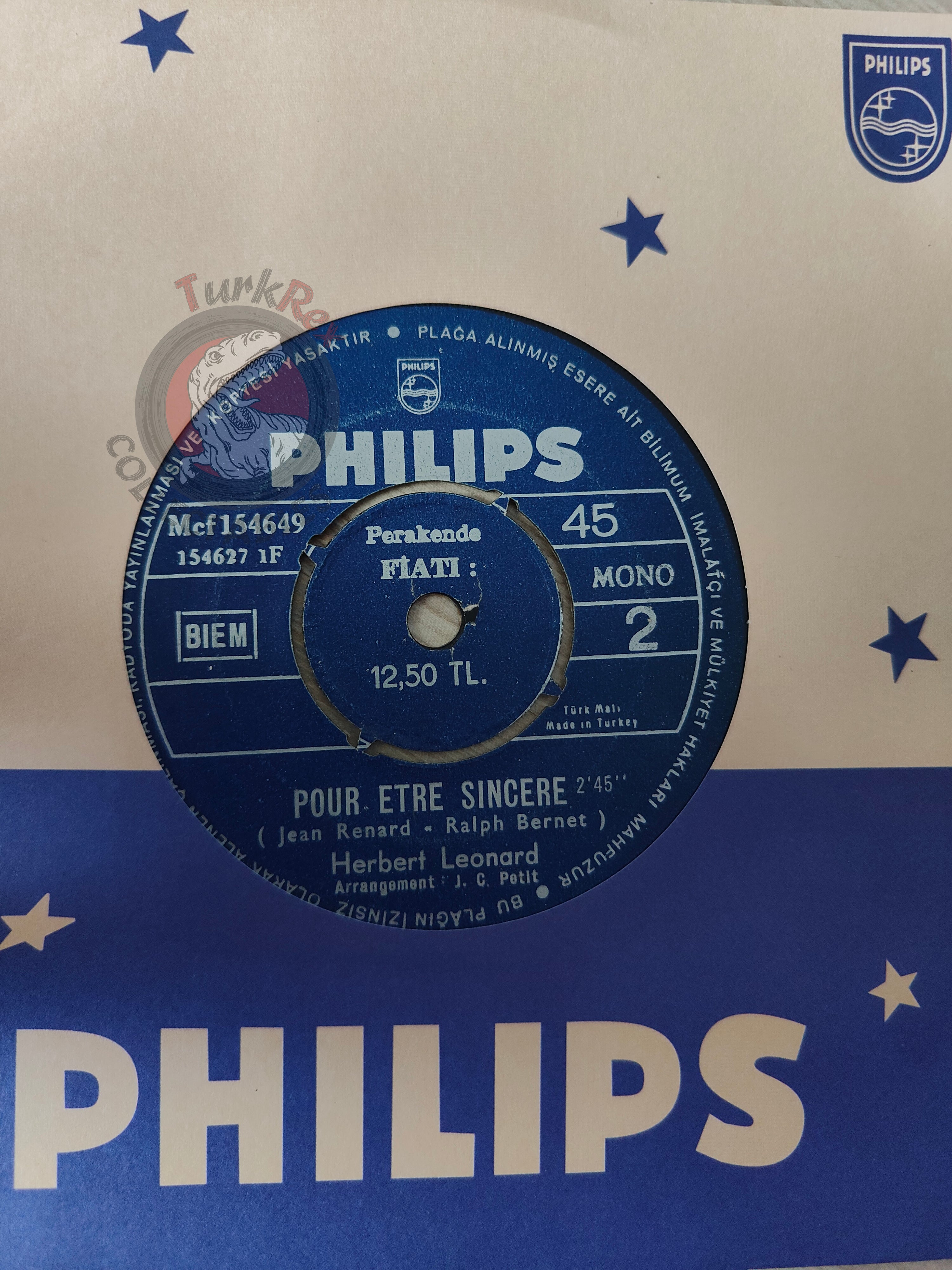 Herbert Léonard – Pour Etre Sincere 7" Turkish Pressing Vinyl Turkey Edition