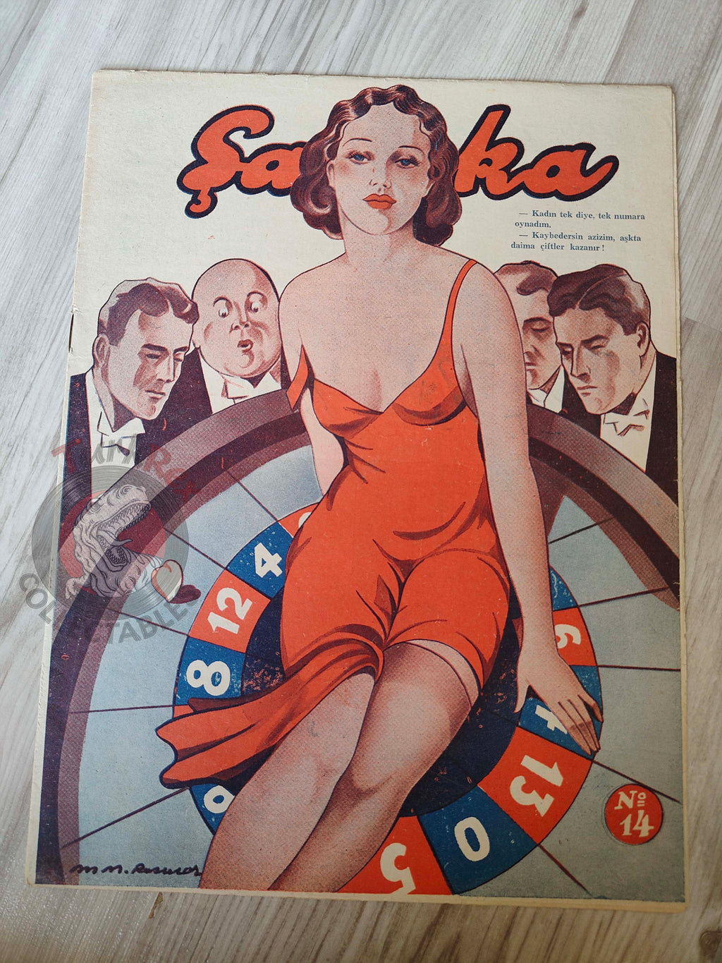 Şaka 1941 Humor Magazine Turkish Turkey Roulette Table Pin-Up Cover WW2 era