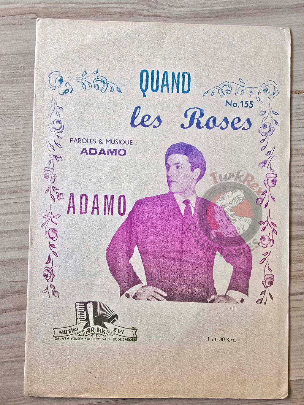 Adamo – Quand Les Roses Turkish Vintage Musical Notes Sheet Turkey