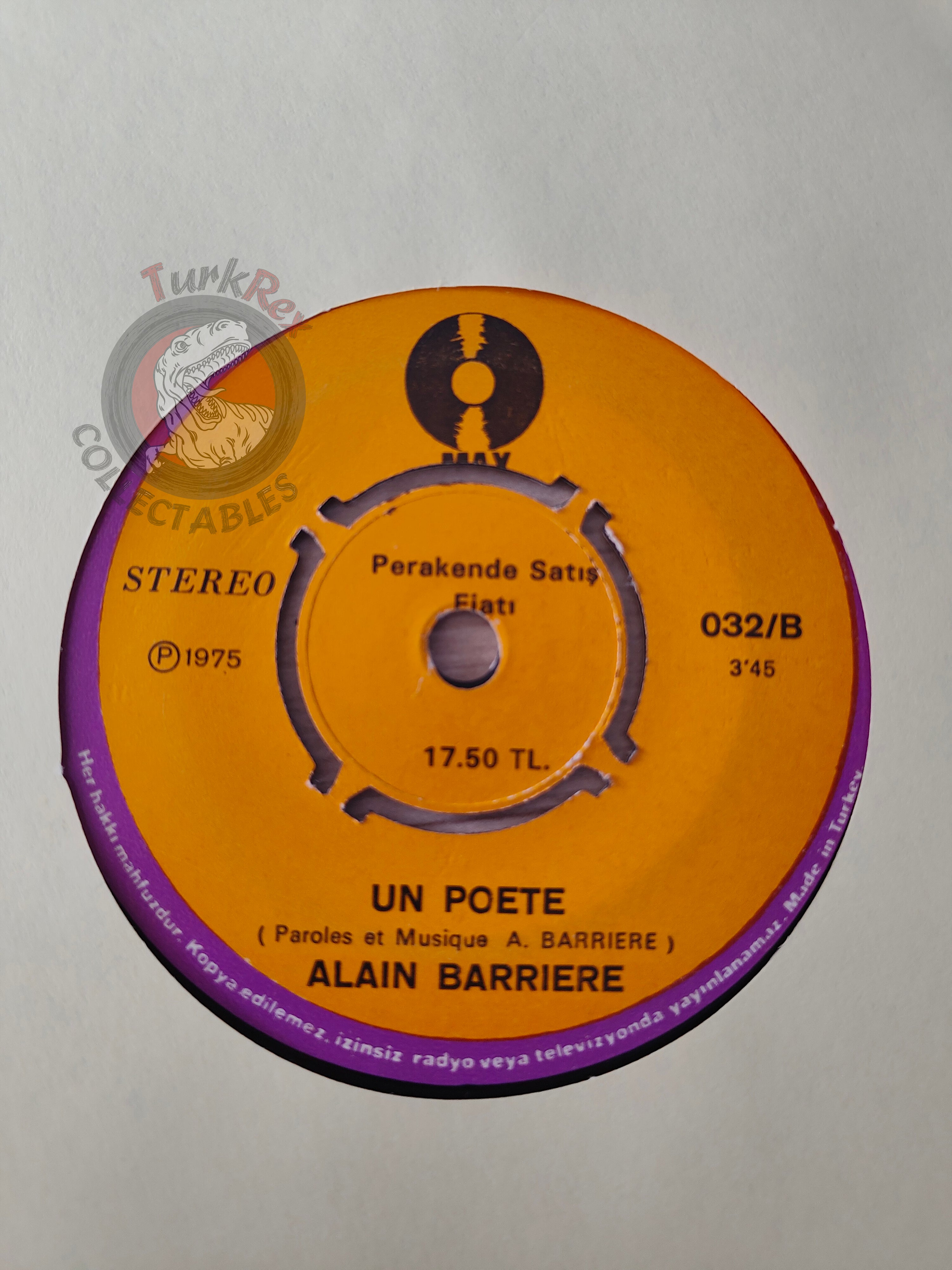 Alain Barriere - Noelle Cordier – Tu T'en Vas 7" Turkish Pressing Vinyl Turkey Edition 2