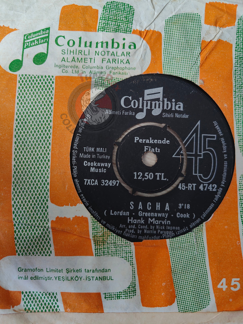 Hank Marvin – Sacha 7" Turkish Pressing Vinyl Turkey Edition