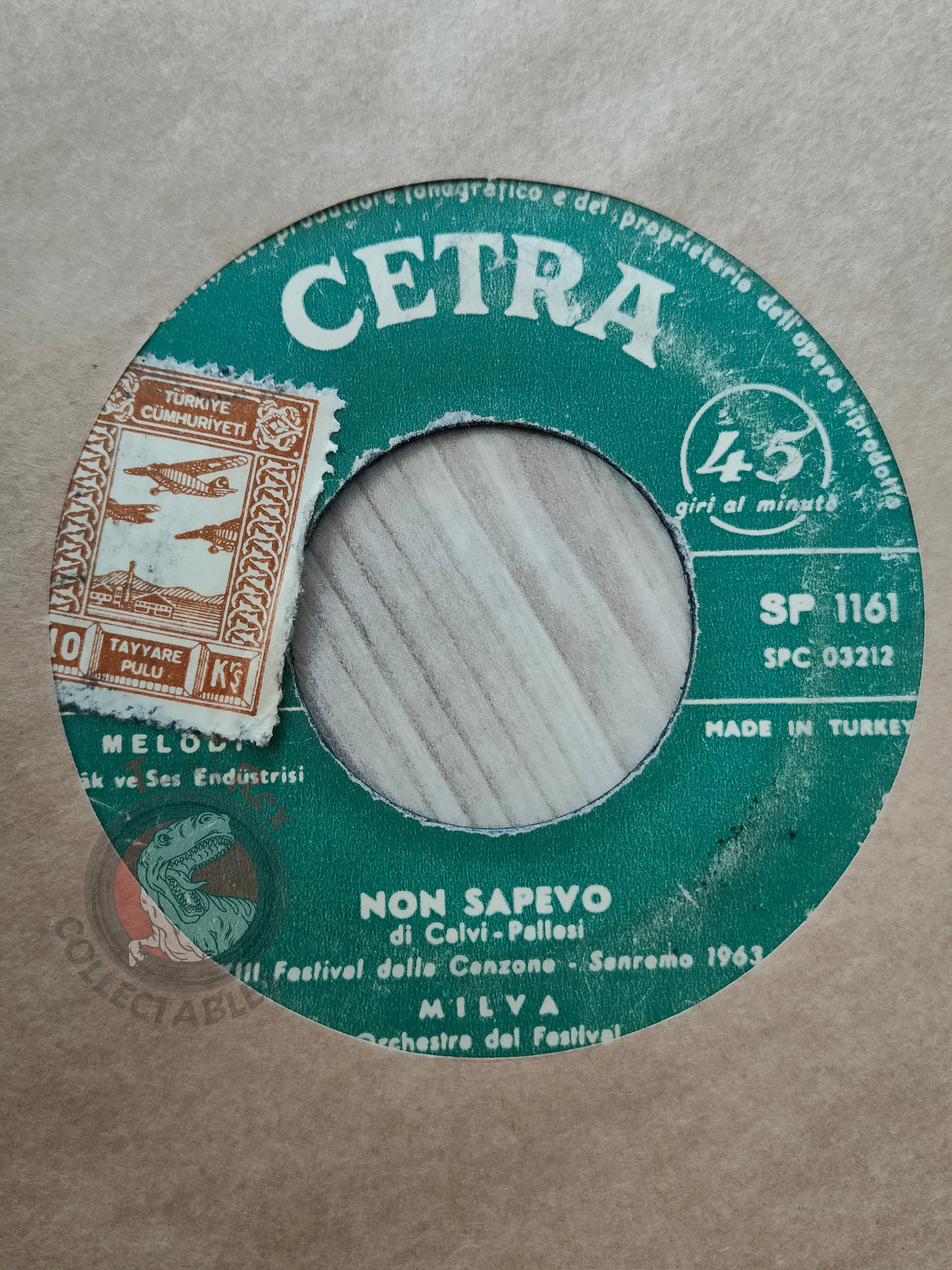 Milva – Non Sapevo 7" Turkish Pressing Vinyl Turkey Edition Sanremo