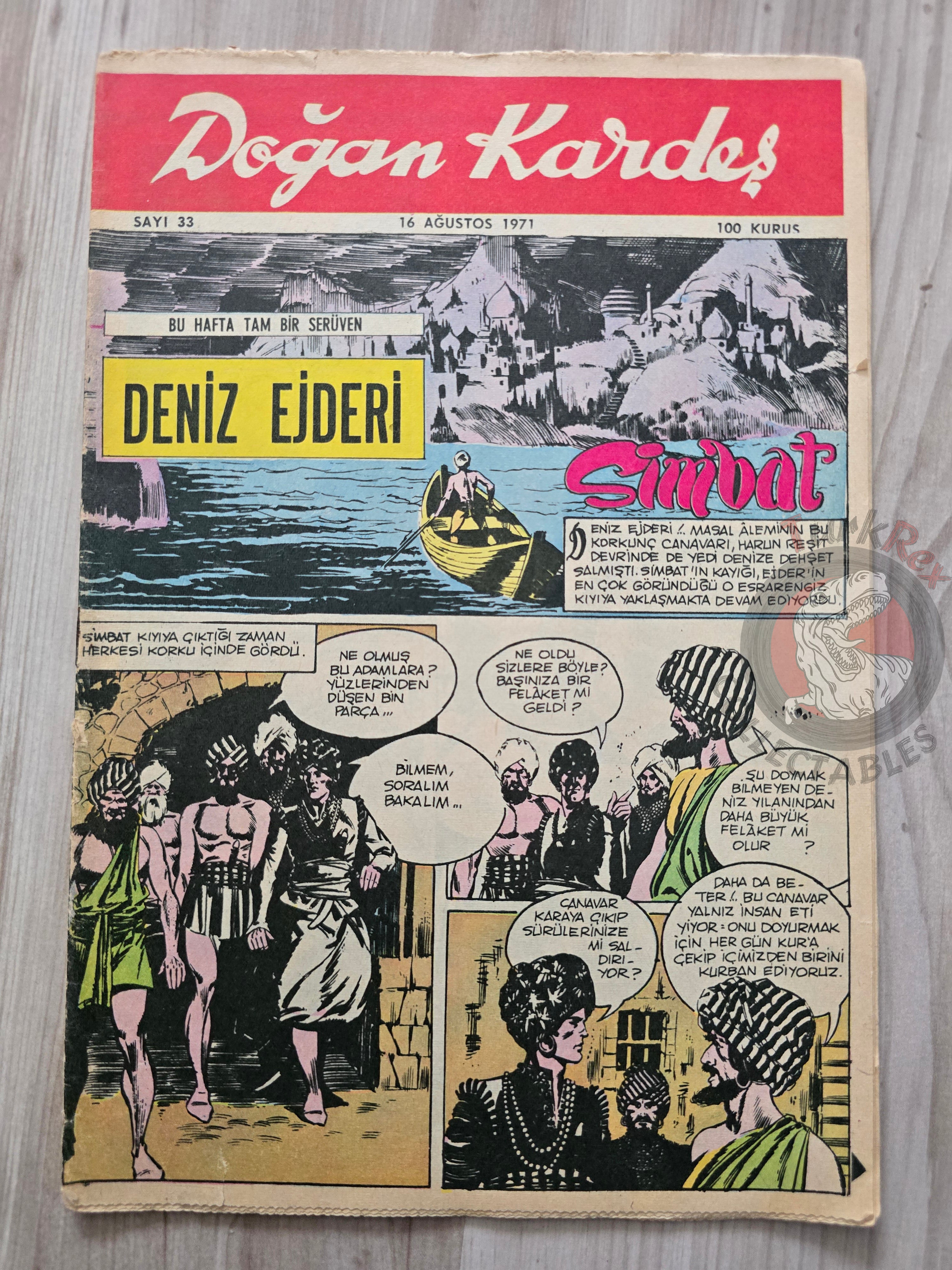 Doğan Kardeş 1971 Magazine #33 Turkish Comic Turkey Sinbad the Sailor Alice In Wonderland