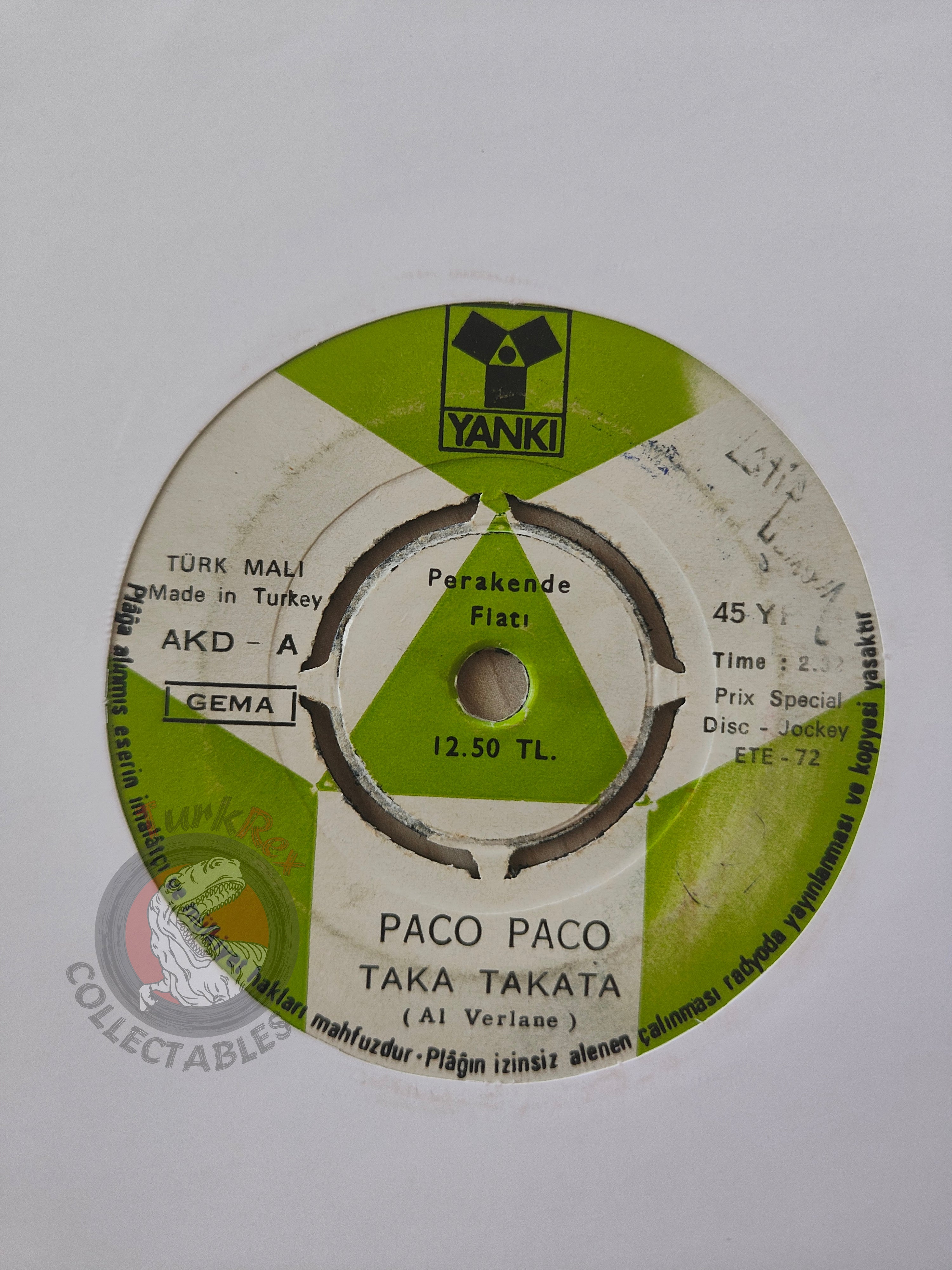 Paco Paco – Taka Takata 7" Turkish Pressing Vinyl Turkey Edition