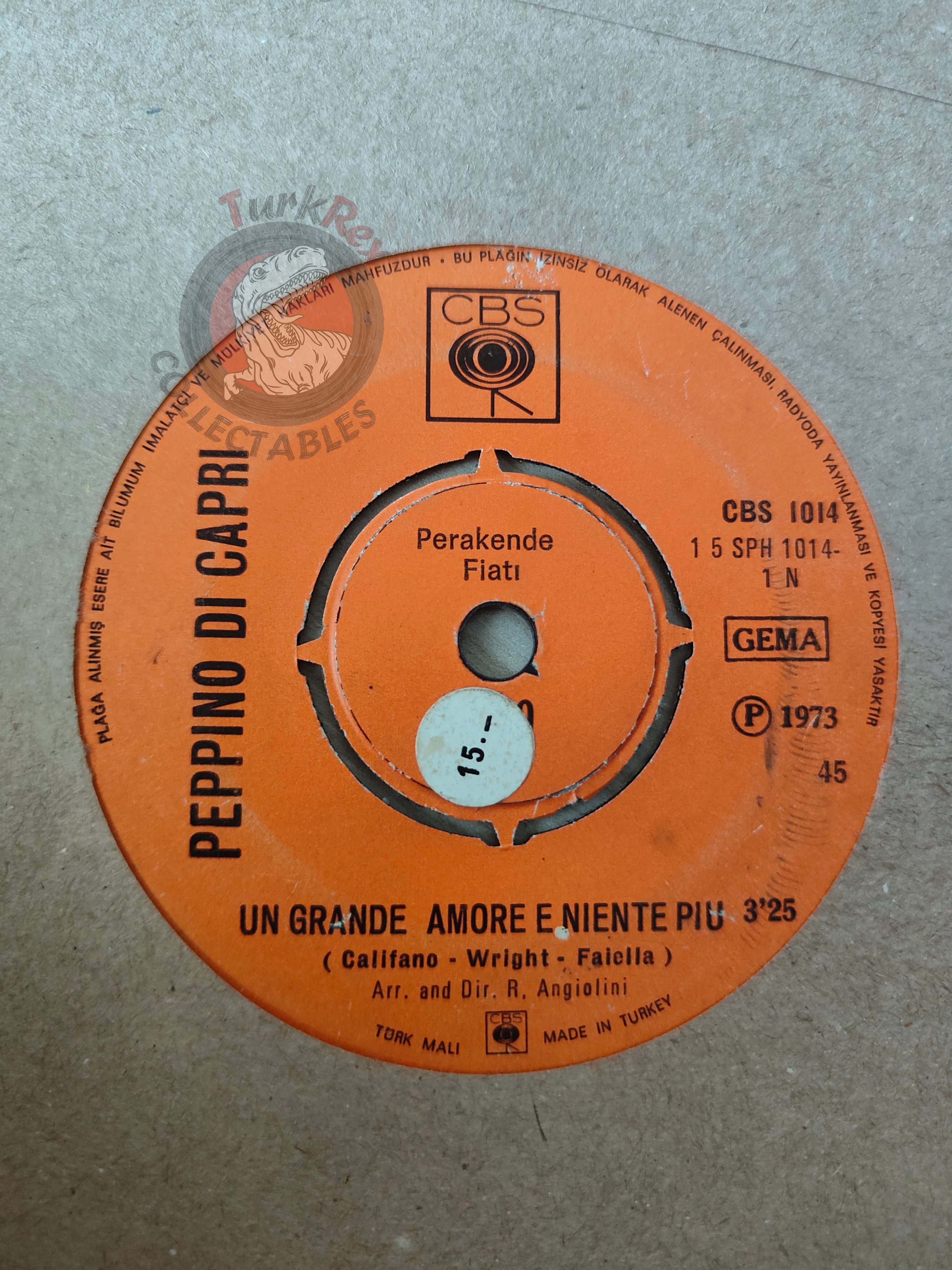 Peppino Di Capri – Un Grande Amore E Niente Più 7" Turkish Pressing Vinyl Turkey Edition