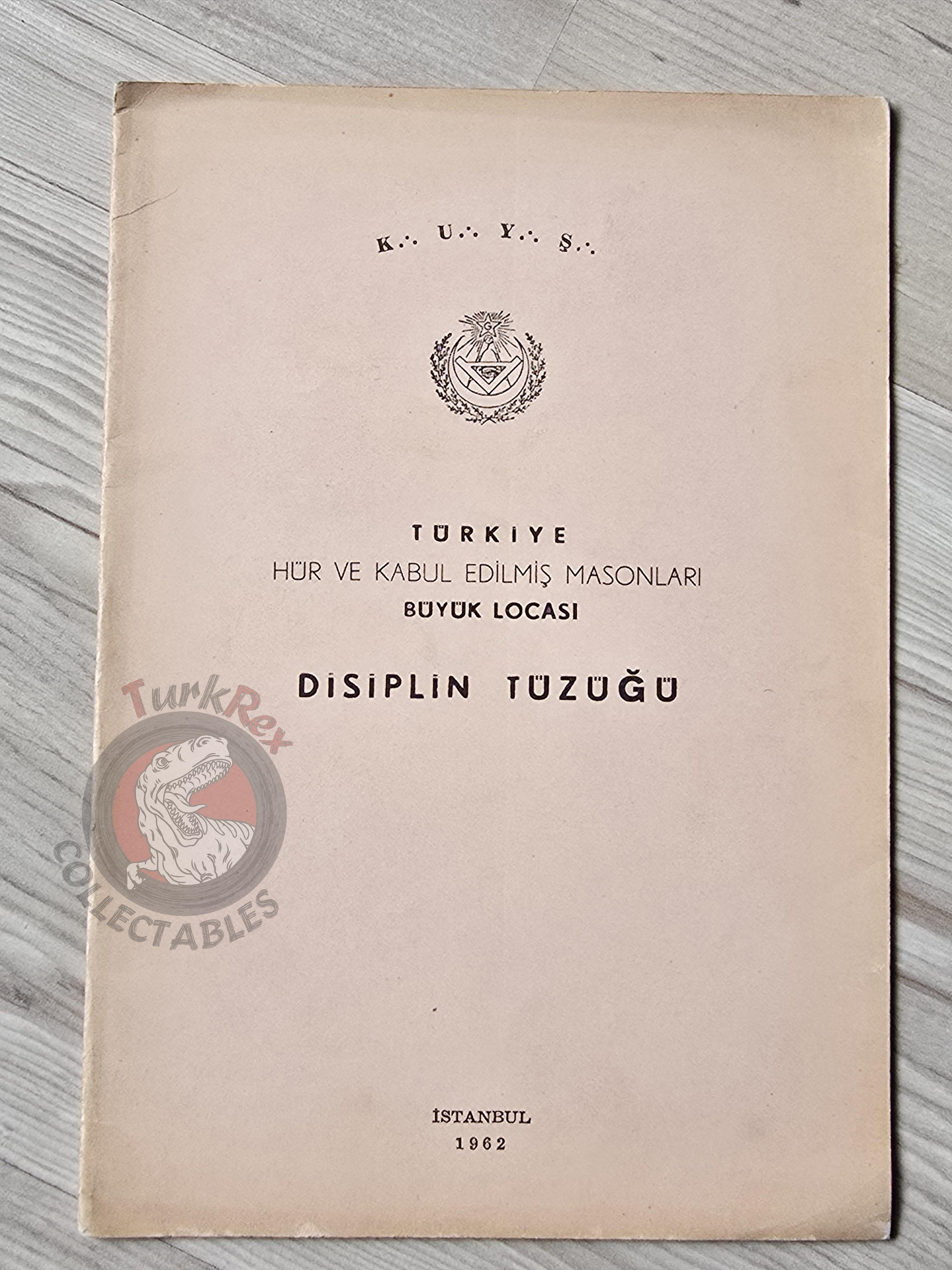 Turkish Freemasonry Disciplinary Code 1962 Booklet Masonic Masons of Turkey Signed