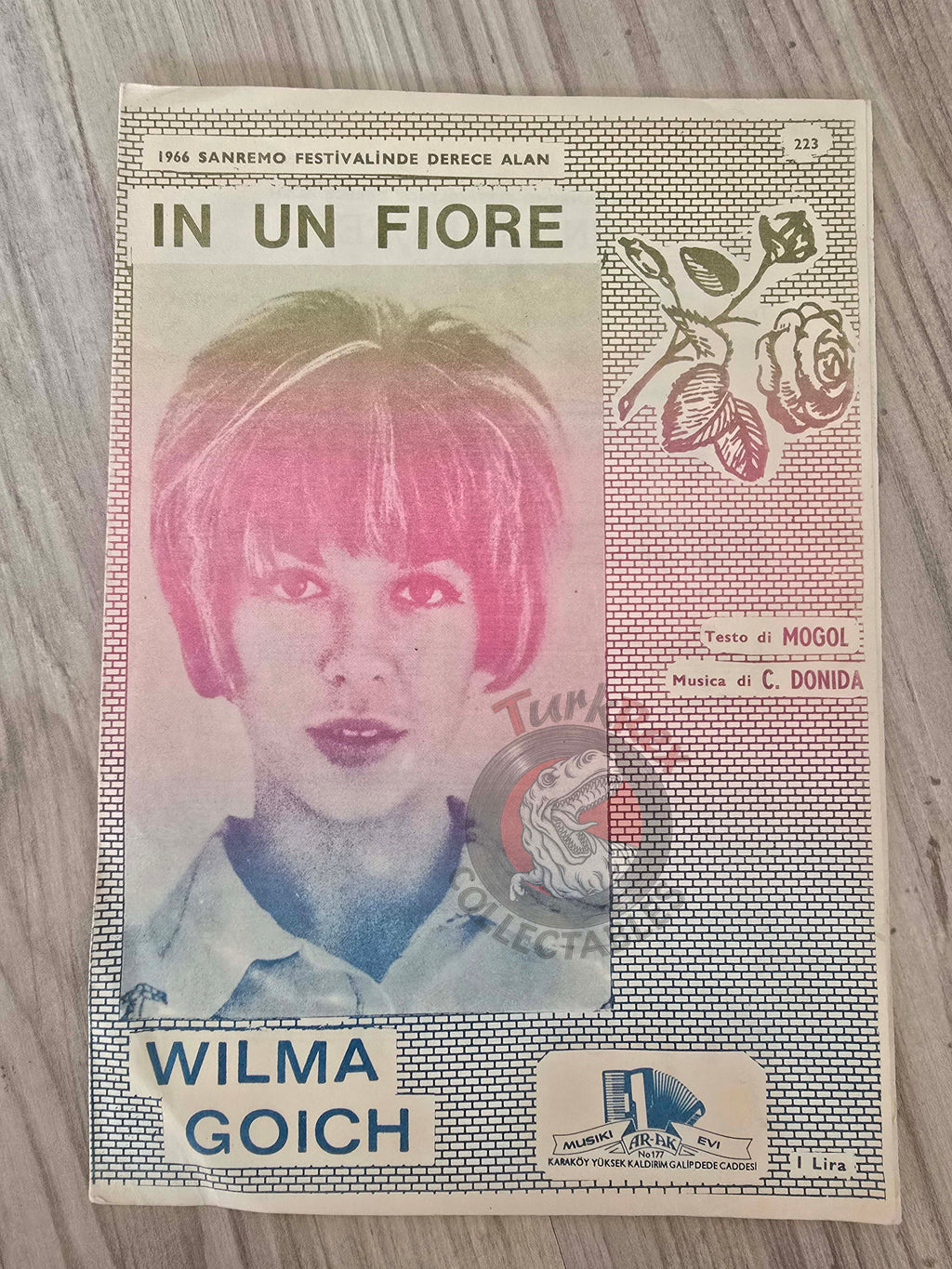 Wilma Goich – In Un Fiore Turkish Vintage Musical Notes Sheet Turkey
