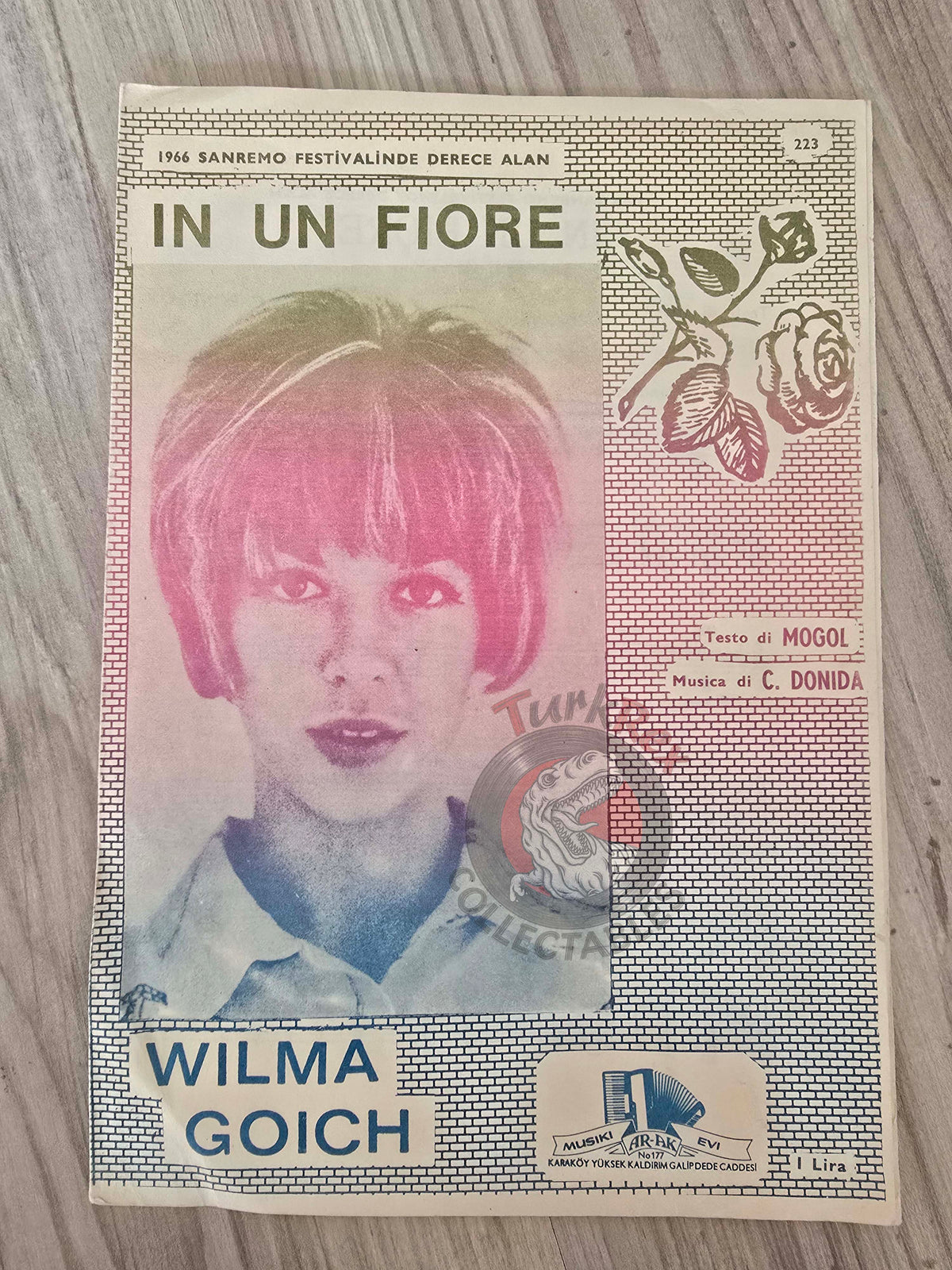 Wilma Goich – In Un Fiore Turkish Vintage Musical Notes Sheet Turkey