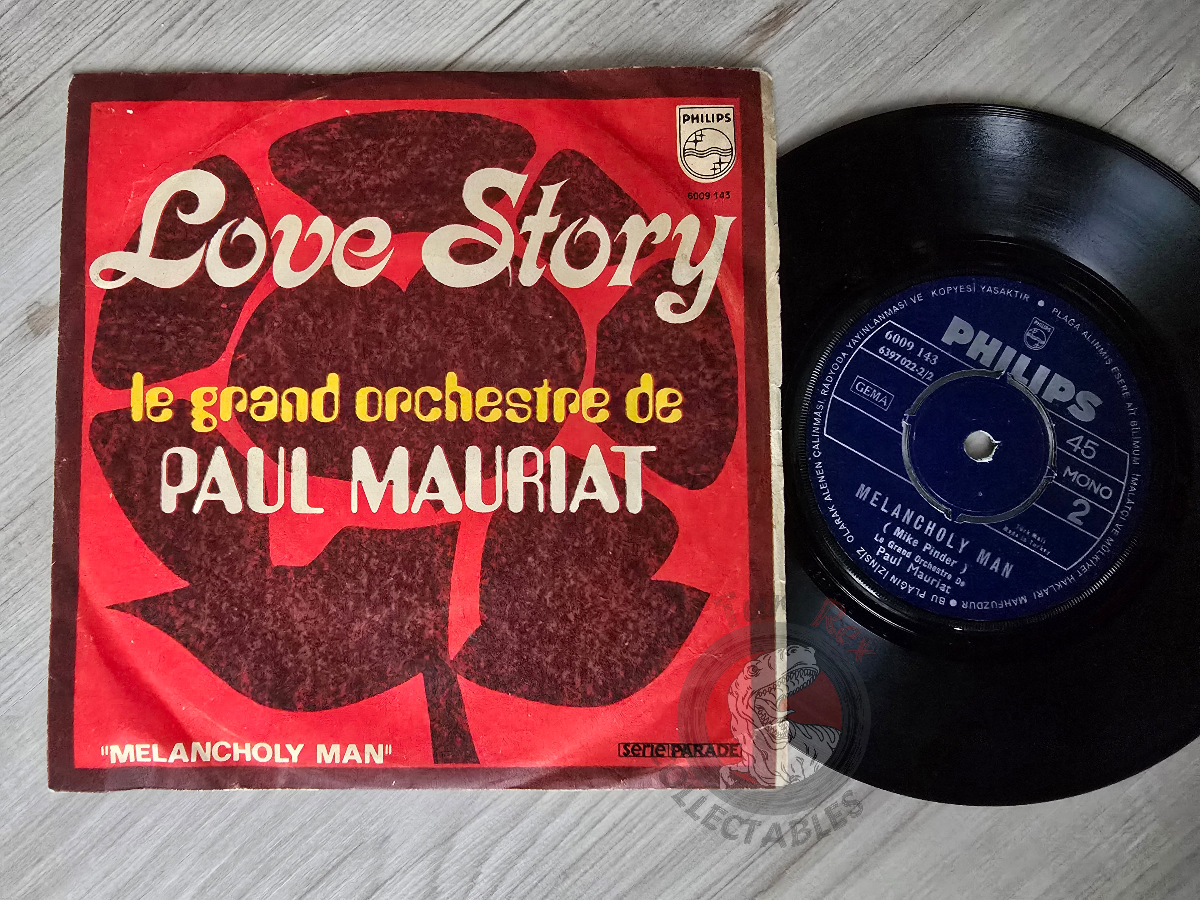 Paul Mauriat – Love Story (Une Histoire D'Amour) 7" Turkish Pressing Vinyl Turkey Edition