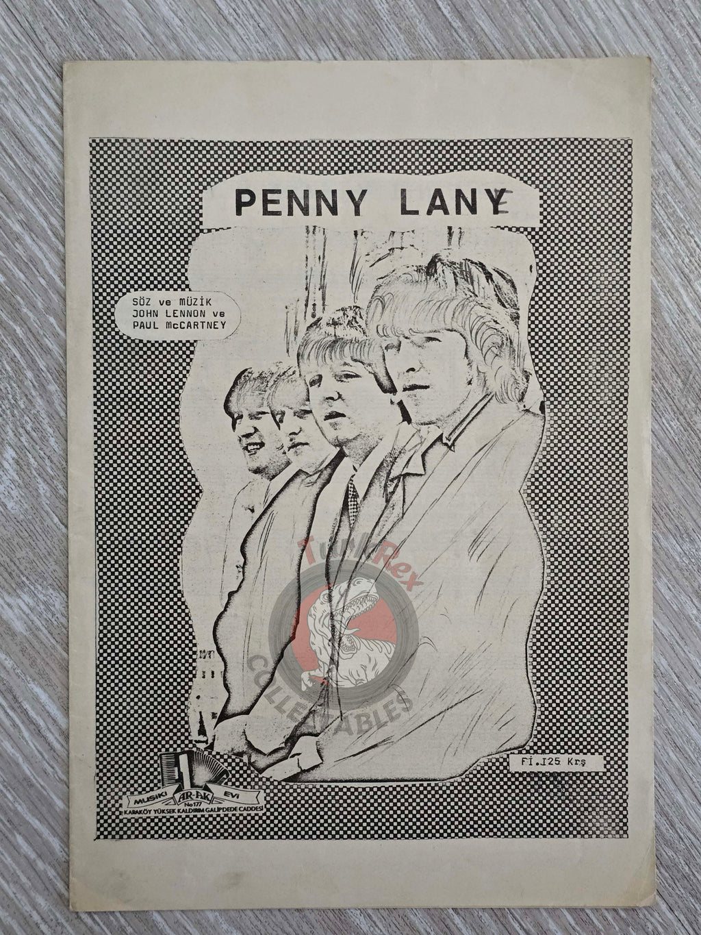 The Beatles – Penny Lane Turkish Vintage Musical Notes Sheet Turkey