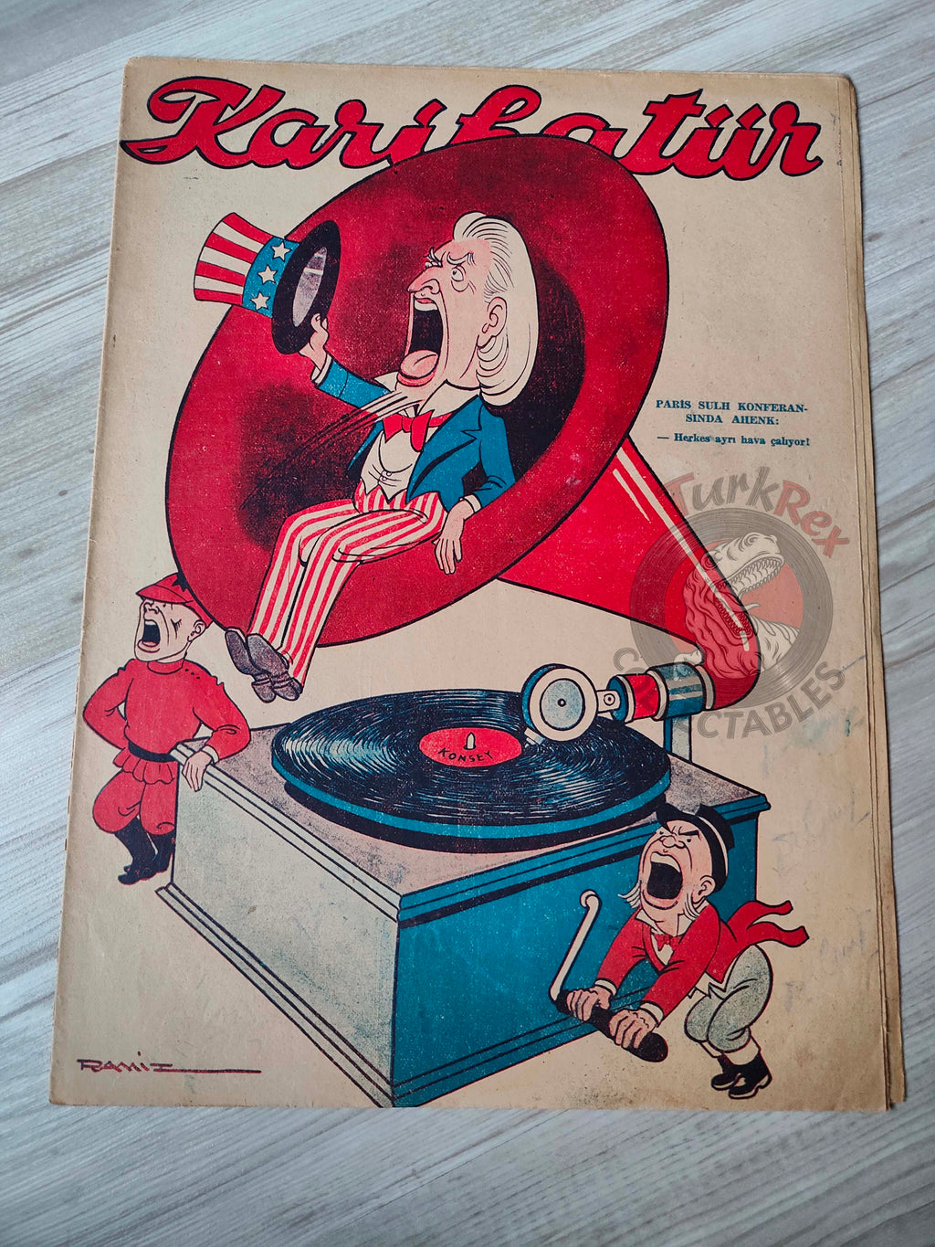 Karikatür 1946 Humor Magazine Turkish Turkey Paris Peace Conference WW2 era Britain Uncle Sam