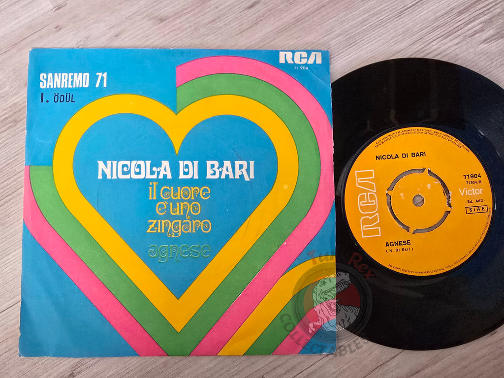 Nicola Di Bari – Il Cuore Ѐ Uno Zingaro 7" Turkish Pressing Vinyl Turkey Edition Sanremo