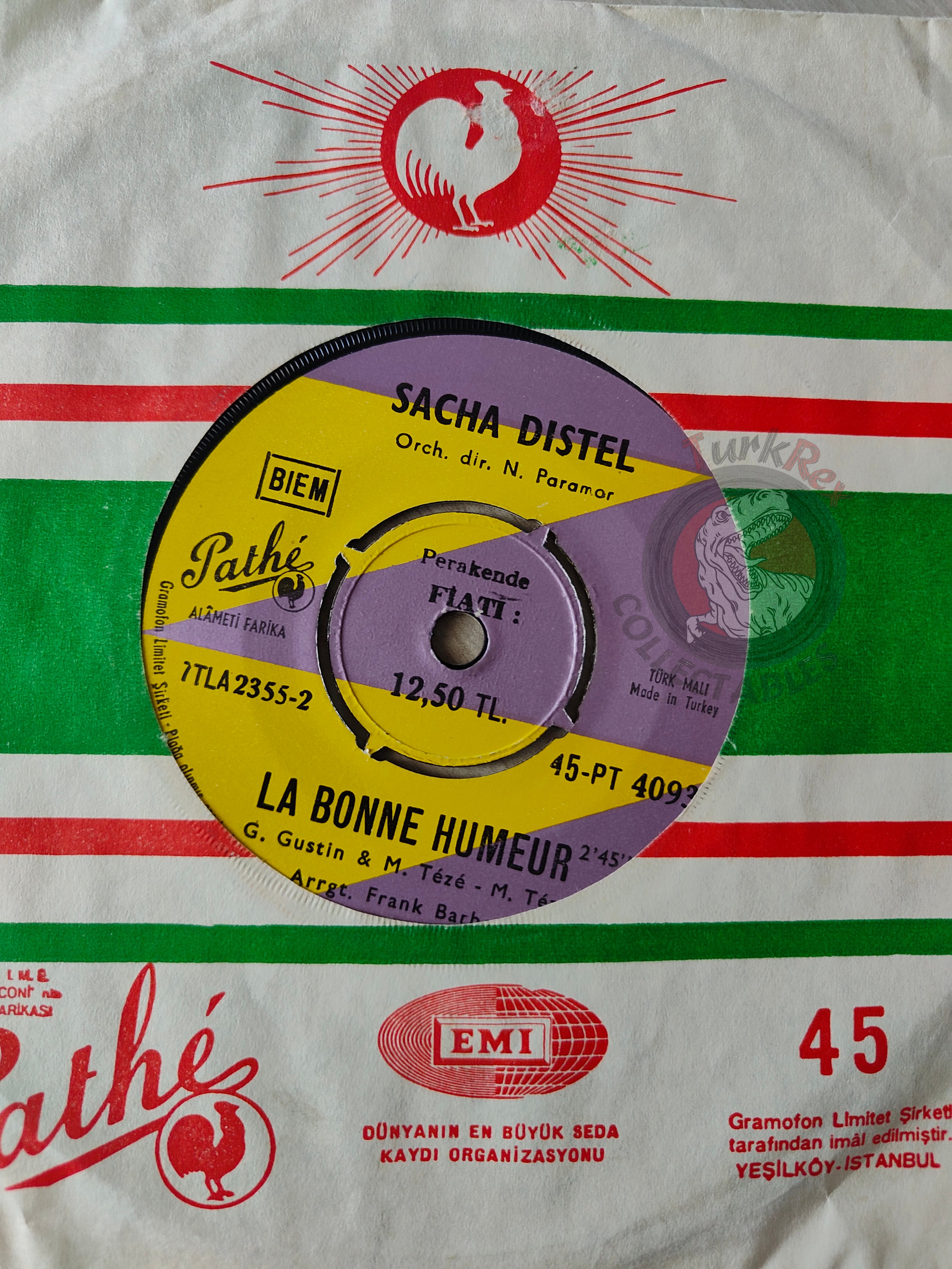 Sacha Distel – La Bonne Humeur 7" Promo Turkish Pressing Vinyl Turkey Edition