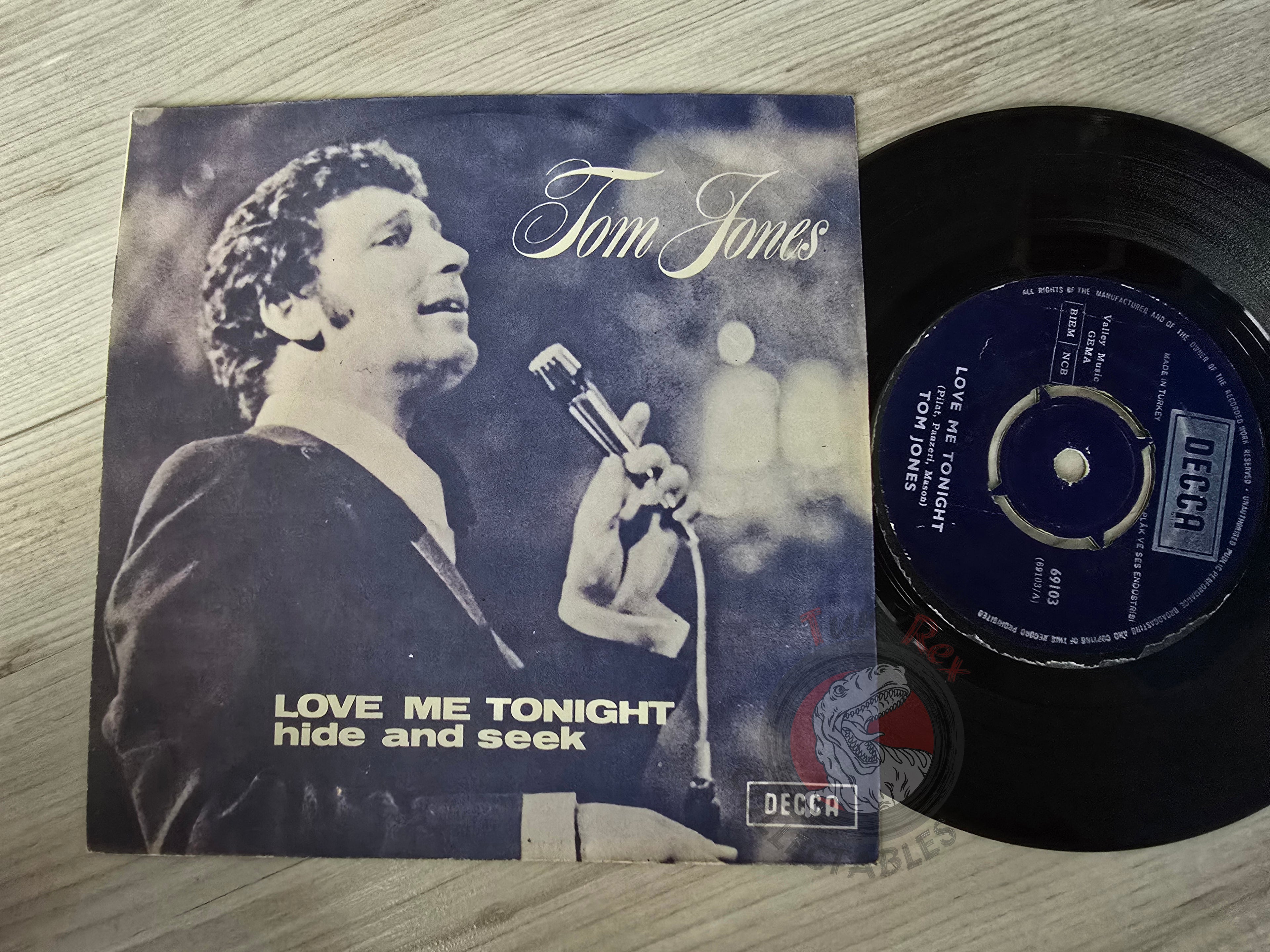 Tom Jones –  Love Me Tonight 7" Turkish Pressing Vinyl Turkey Edition
