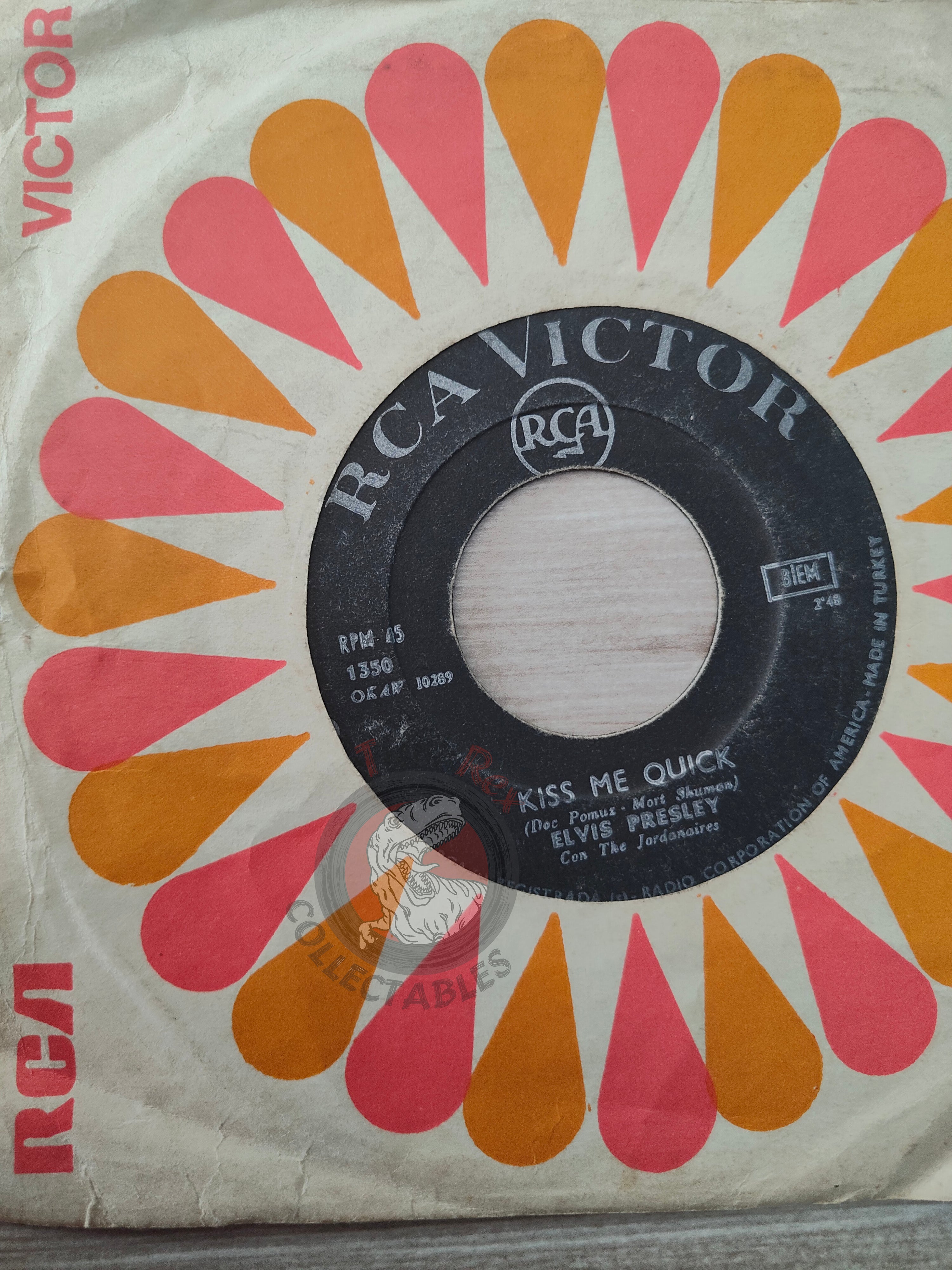 Elvis Presley Con The Jordanaires – Kiss Me Quick 7" Turkish Pressing Vinyl Turkey Edition 1