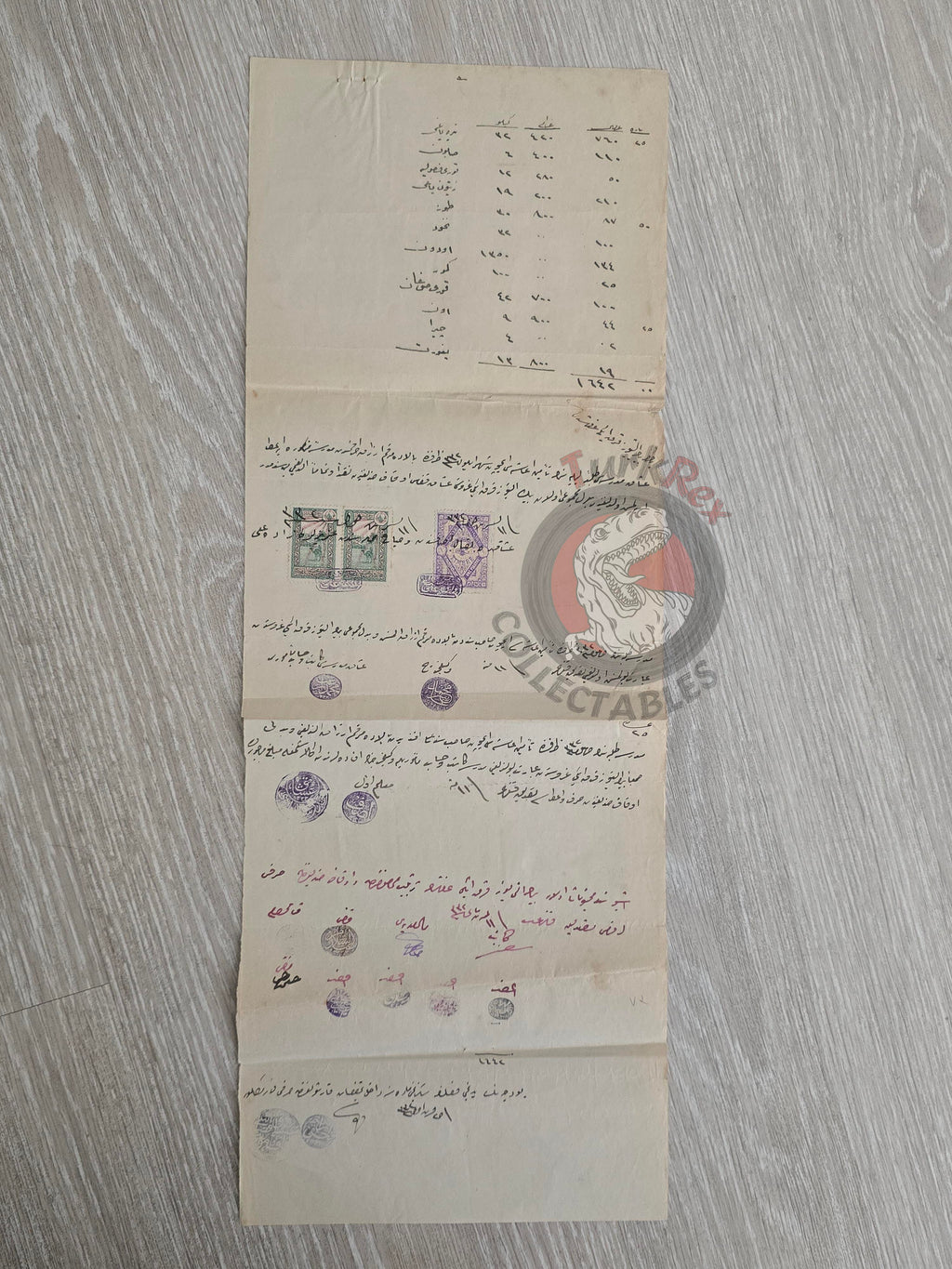 Ottoman 1916 Supply Receipt for the Uşak Madrasa with Hejaz Railway Stamps Islam Education