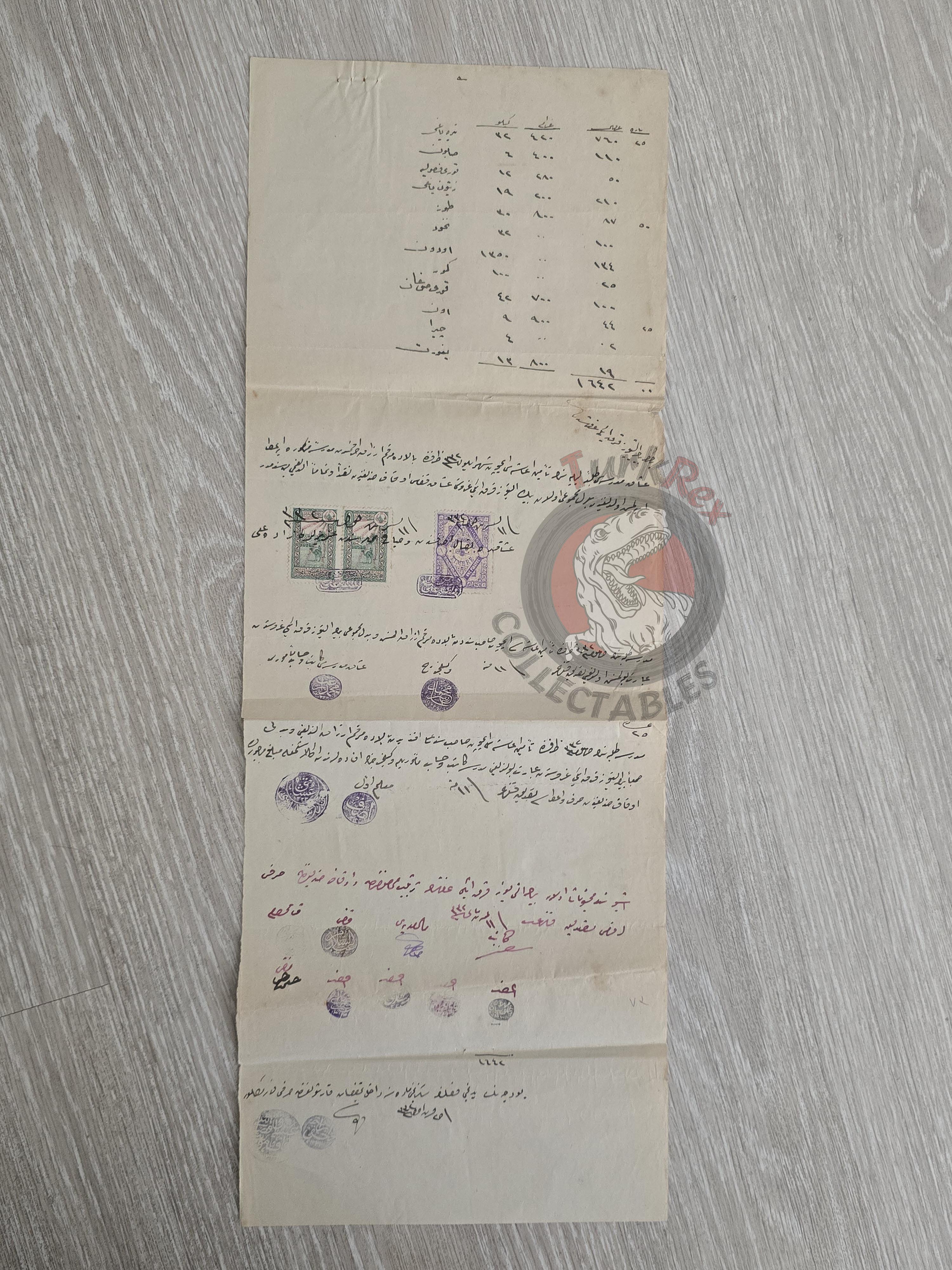 Ottoman 1916 Supply Receipt for the Uşak Madrasa with Hejaz Railway Stamps Islam Education
