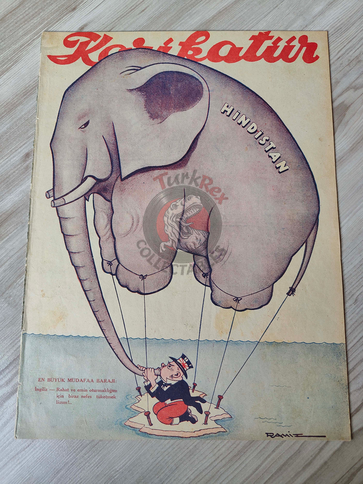 Karikatür 1942 Humor Magazine Turkish Turkey Winston Churchill India WW2 era Britain