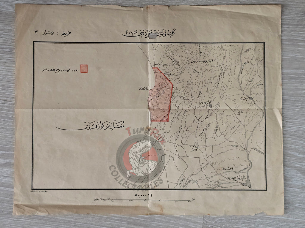 Gallipoli Peninsula Arıburnu WW1 Anzac Treaty of Lausanne Ottoman Script Map 1924
