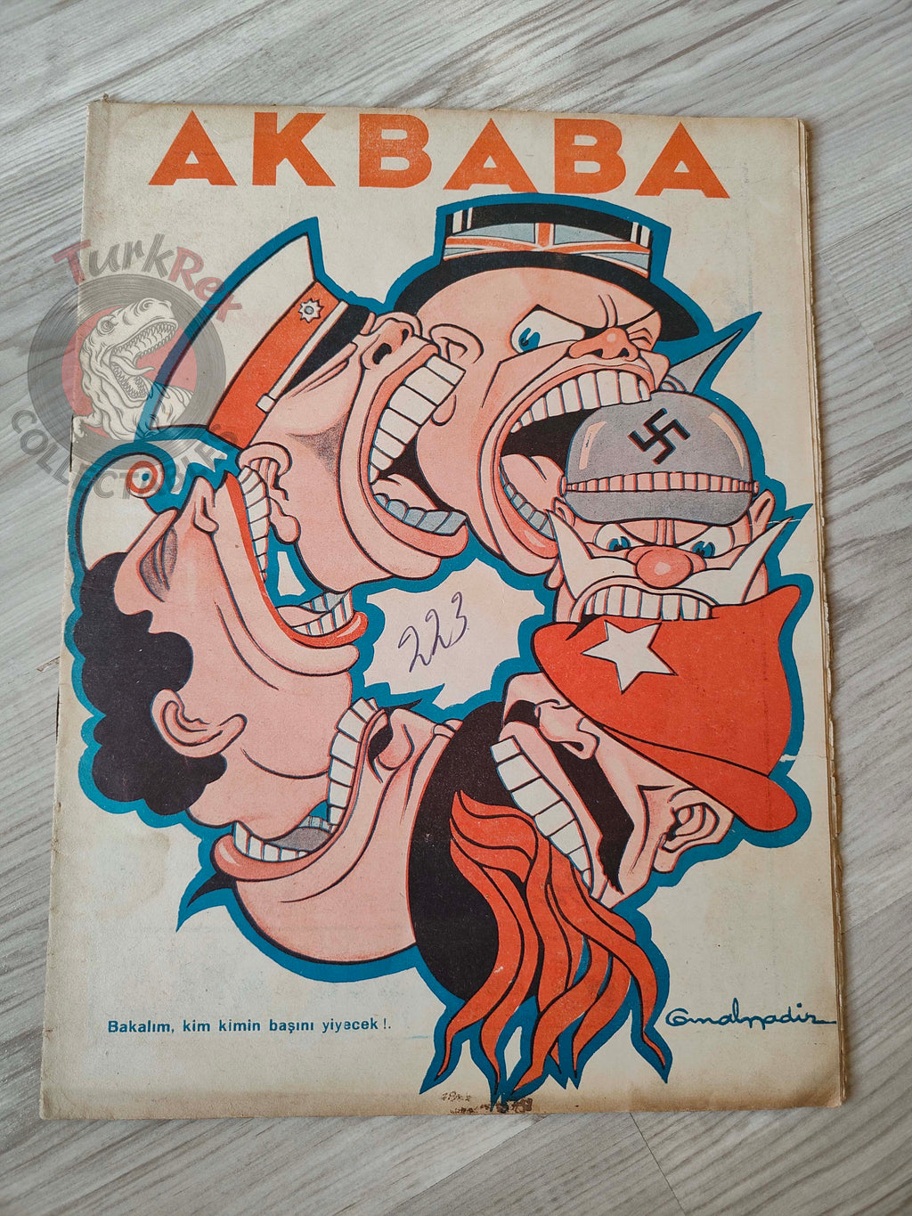 Akbaba 1938 Humor Magazine Turkish Turkey Who Will Devour Whom? WW2 era Philco Spain
