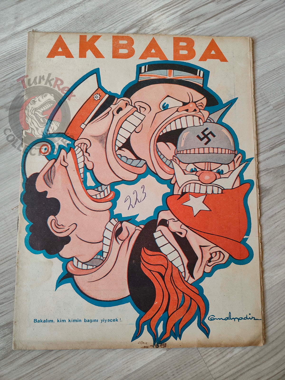 Akbaba 1938 Humor Magazine Turkish Turkey Who Will Devour Whom? WW2 era Philco Spain
