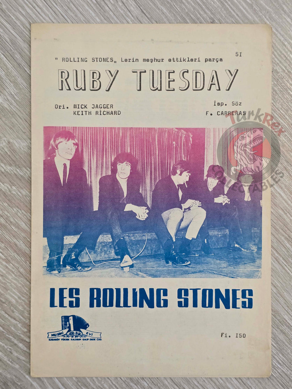 The Rolling Stones – Ruby Tuesday Turkish Vintage Musical Notes Sheet Turkey