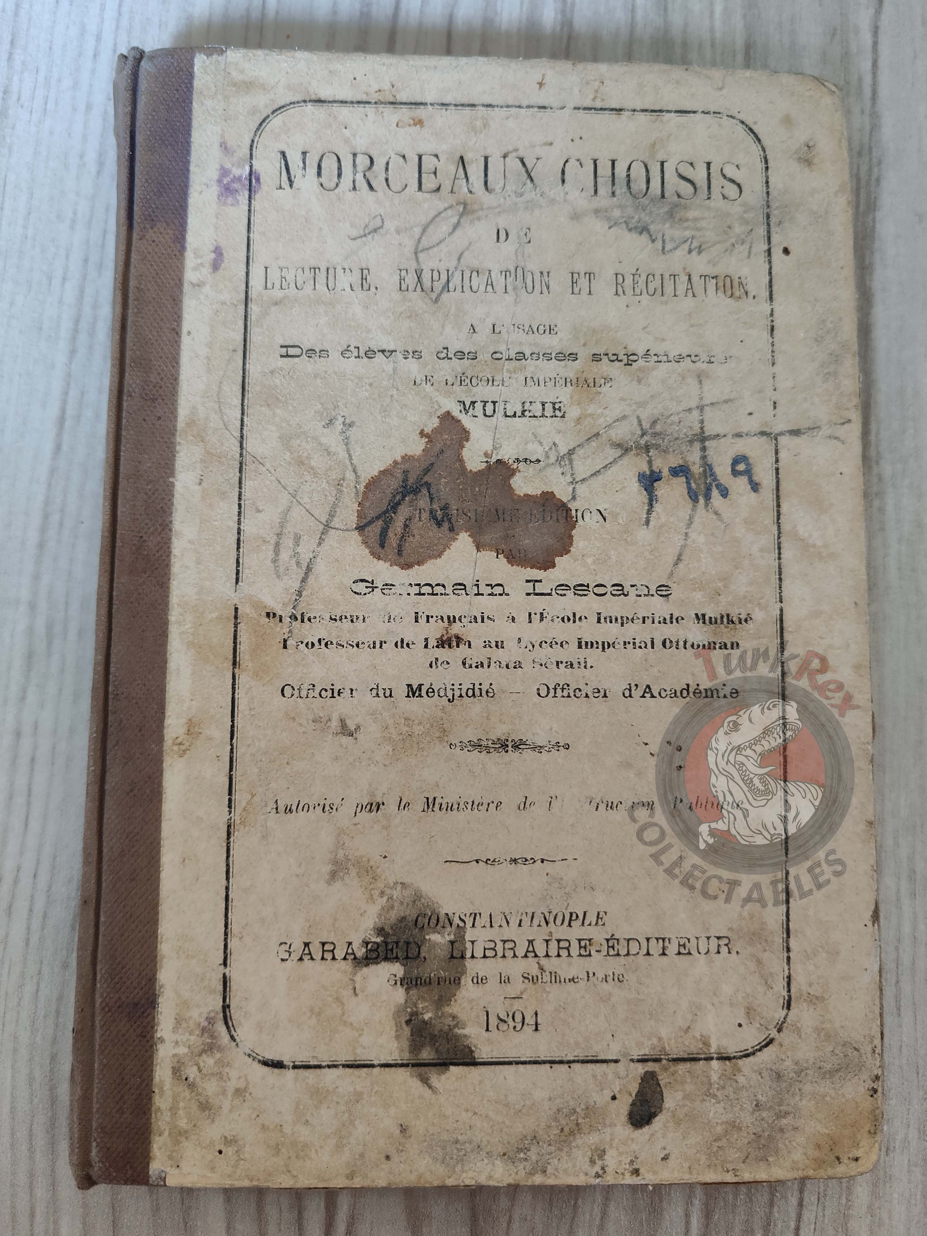 French Education Book Used in Ottoman Empire 1894 Germain Lescane Galatasaray