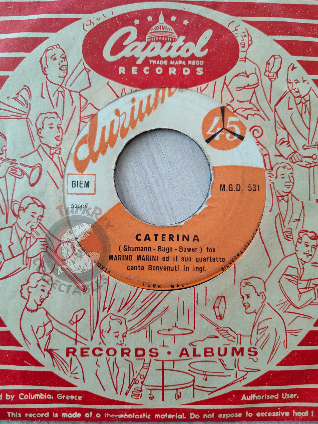 Marino Marini E Il Suo Quartetto – Caterina 7" Turkish Pressing Vinyl Turkey Edition